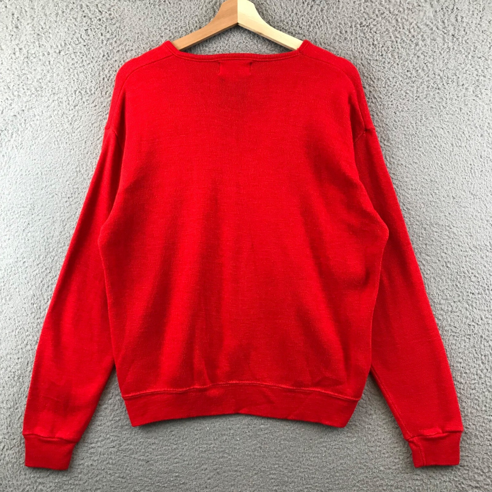 Vintage 60s CRESLAN and RAYON Red L V-neck Sweater