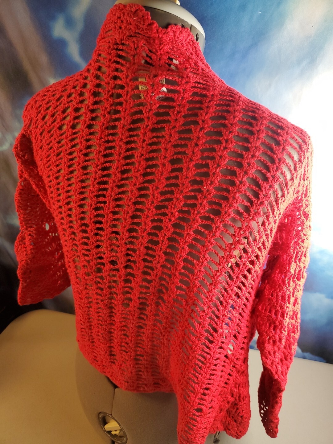 Vintage 80’s Bonnie And Bill By Holly Women’s Small Red Crochet Knit Sweater