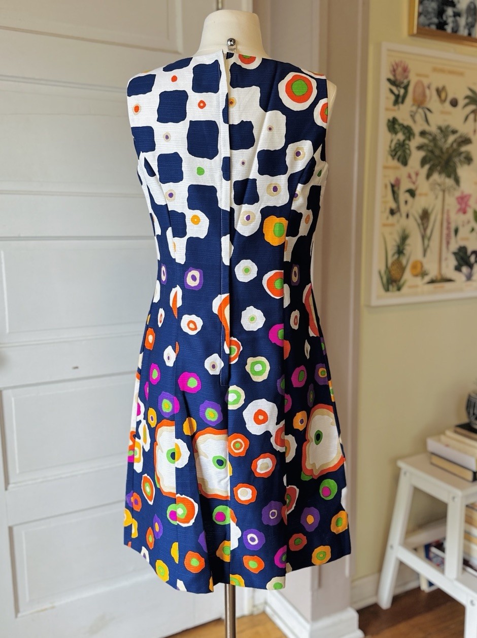 Vintage 60s Alex Coleman Abstract Mod Floral Print Dress EUC!