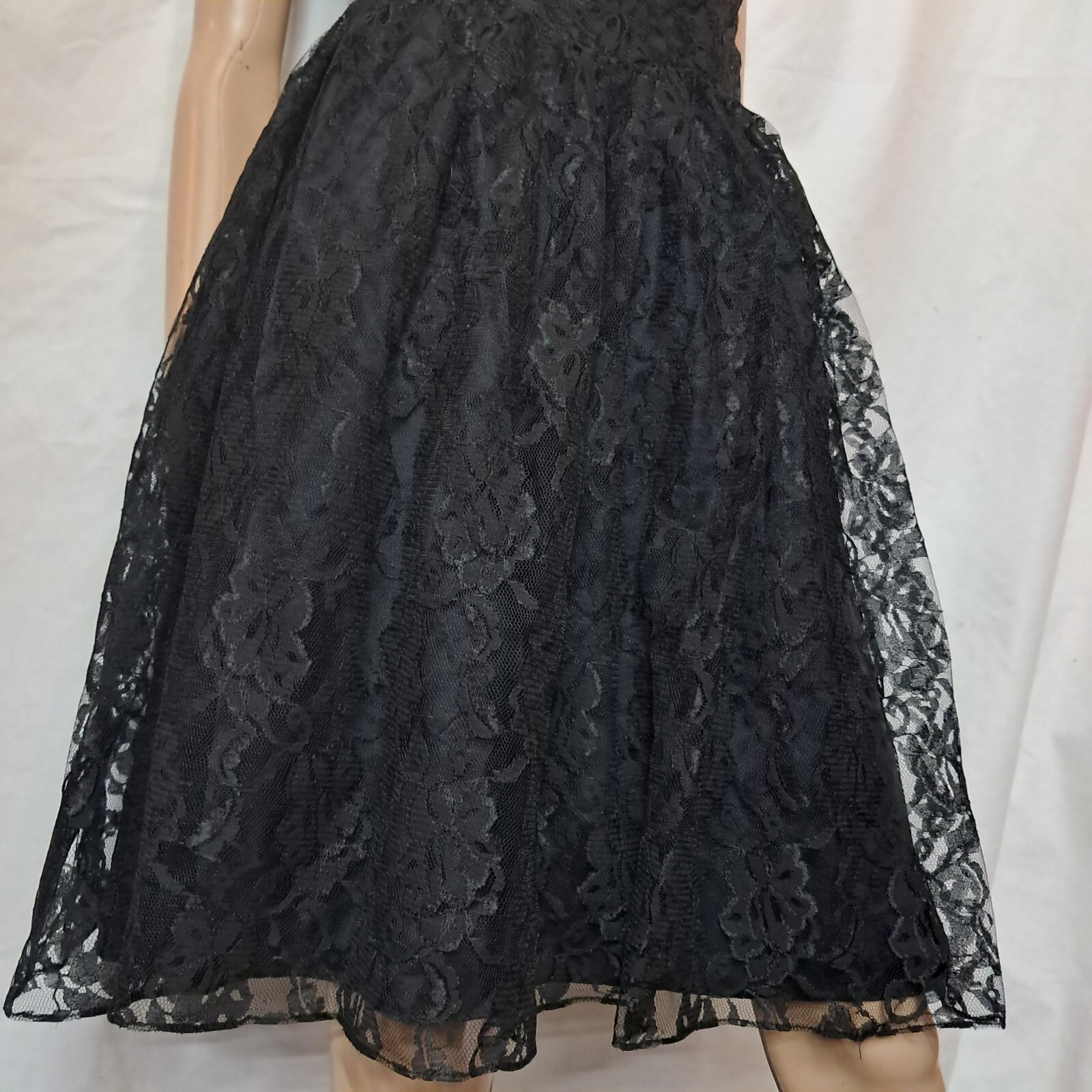 Vtg 80s Goth Prom Dress LBD Lace Bustier Formal Dance Lola BERENT 7/8 9/10 Egl