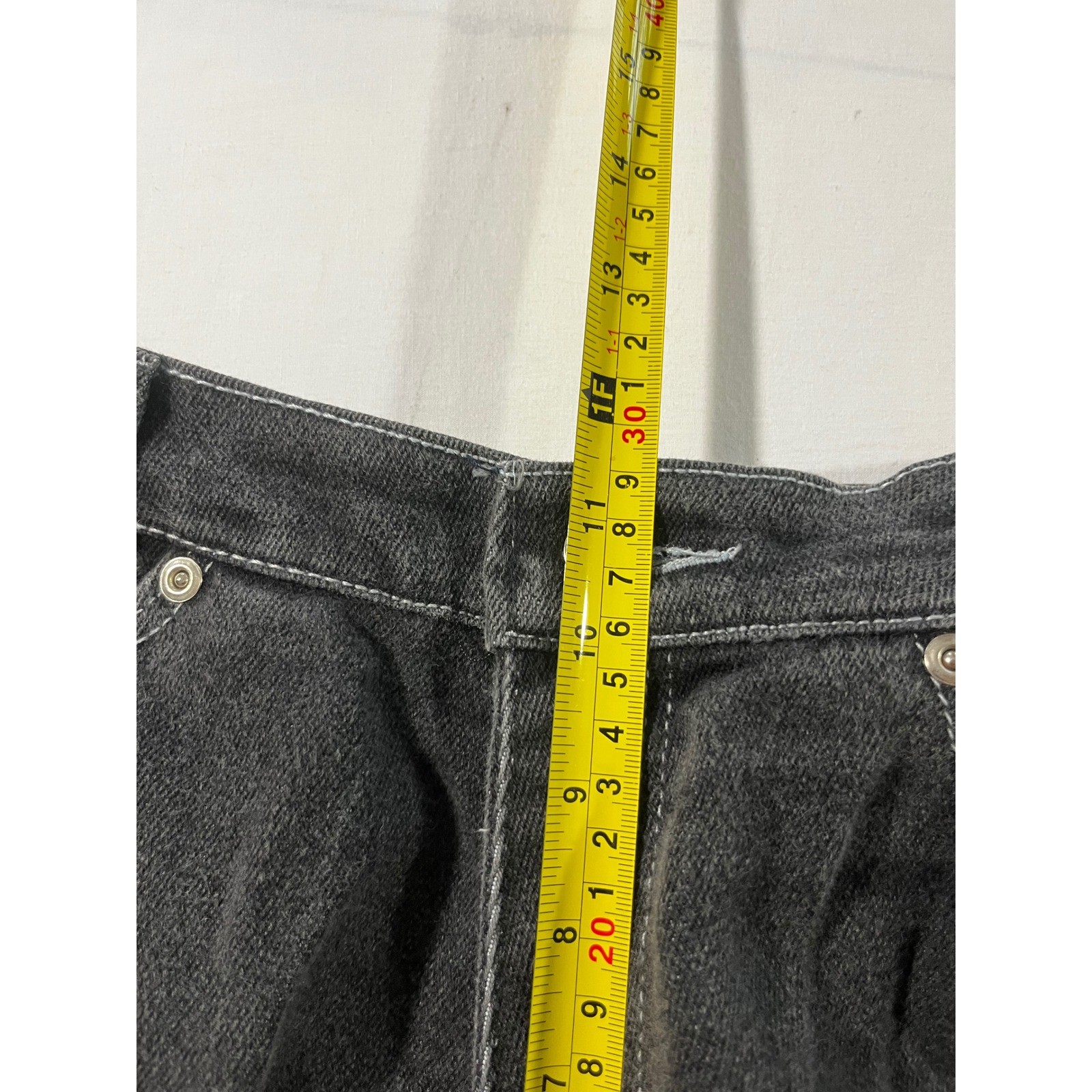 Vintage Stockton of Dallas Jeans Womens 12P Black Contrast Stitch Wide Leg USA