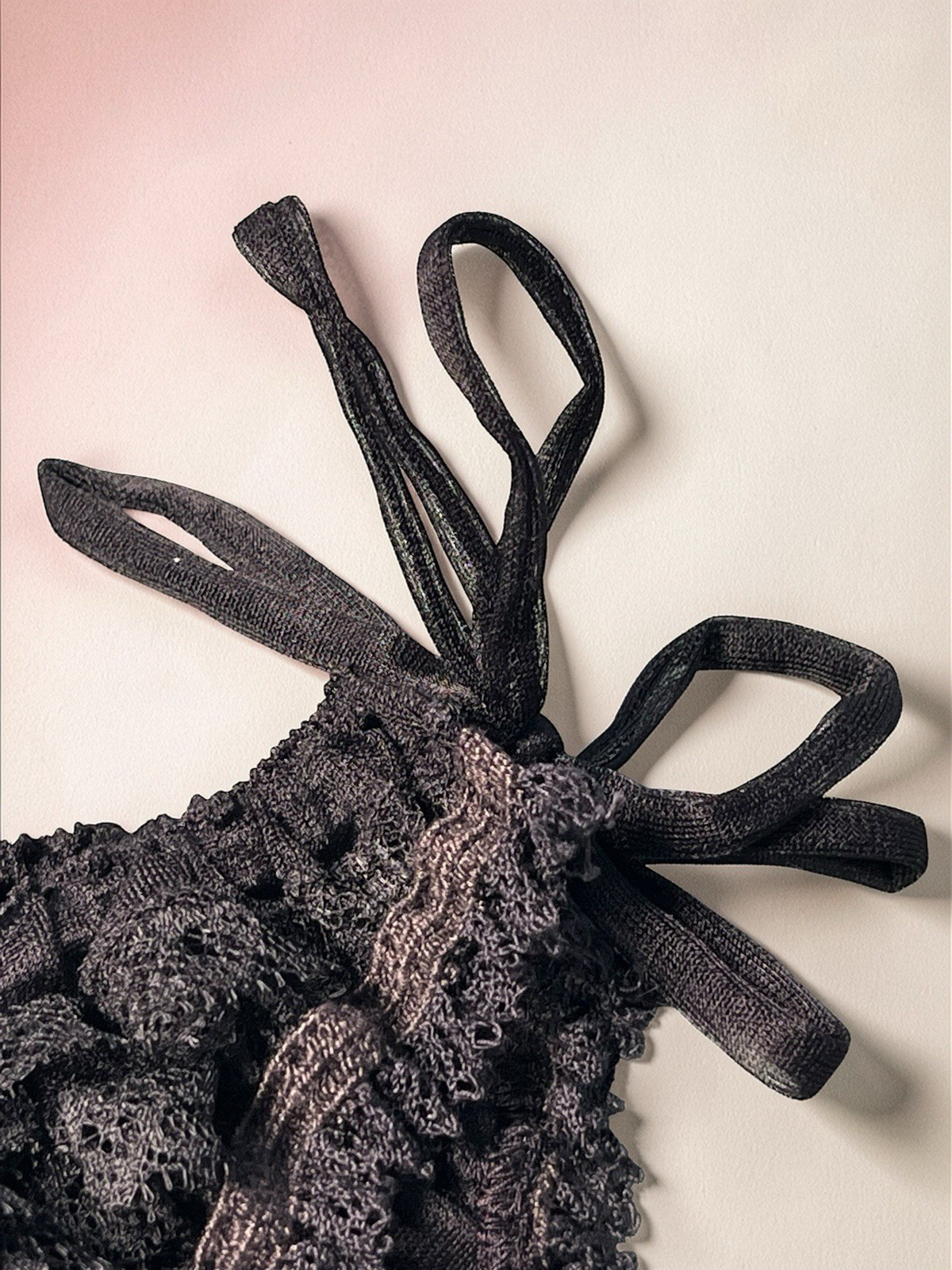 Vintage Lace Ruffle String Bikini Low Waist Lingerie Flirty Panty NWOT 60-70