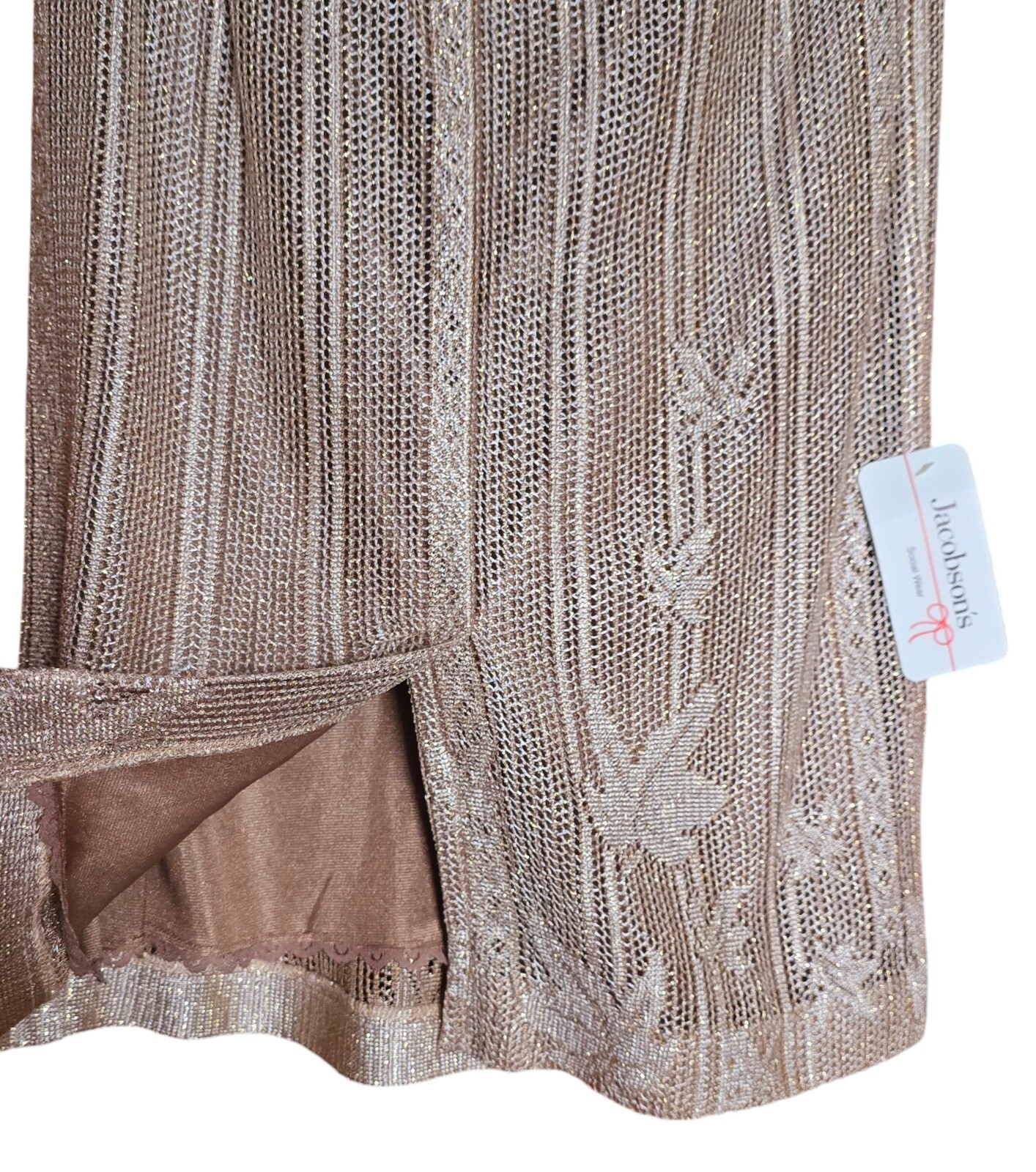 New Vintage Damianou Golden Knit 3 PC Set Skirt Jacket Top S Deco Look