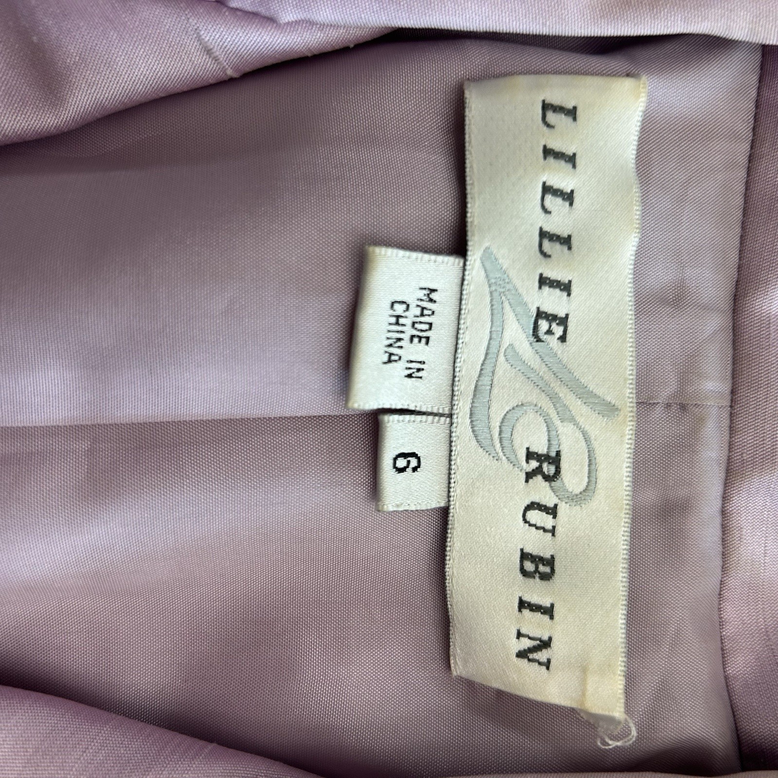 Lillie Rubin X Kay Unger Vintage 1990s 100% Silk Lavender Beaded Dress Jacket 6