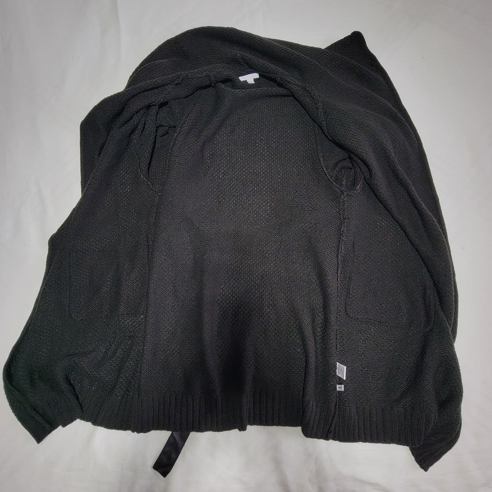 Y2K Gothic Black Knit Cardigan Loose Sweater Women Size L Wrap New York Company