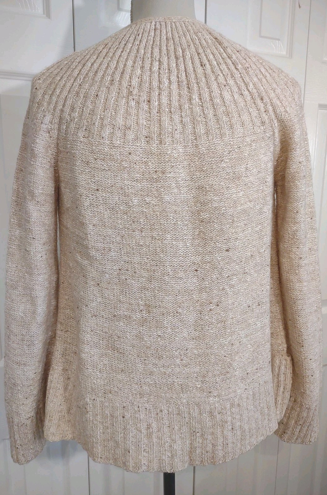 True Vintage 1970’s Boho Style Nubby Cardigan Bell Shape Oatmeal Beige Small