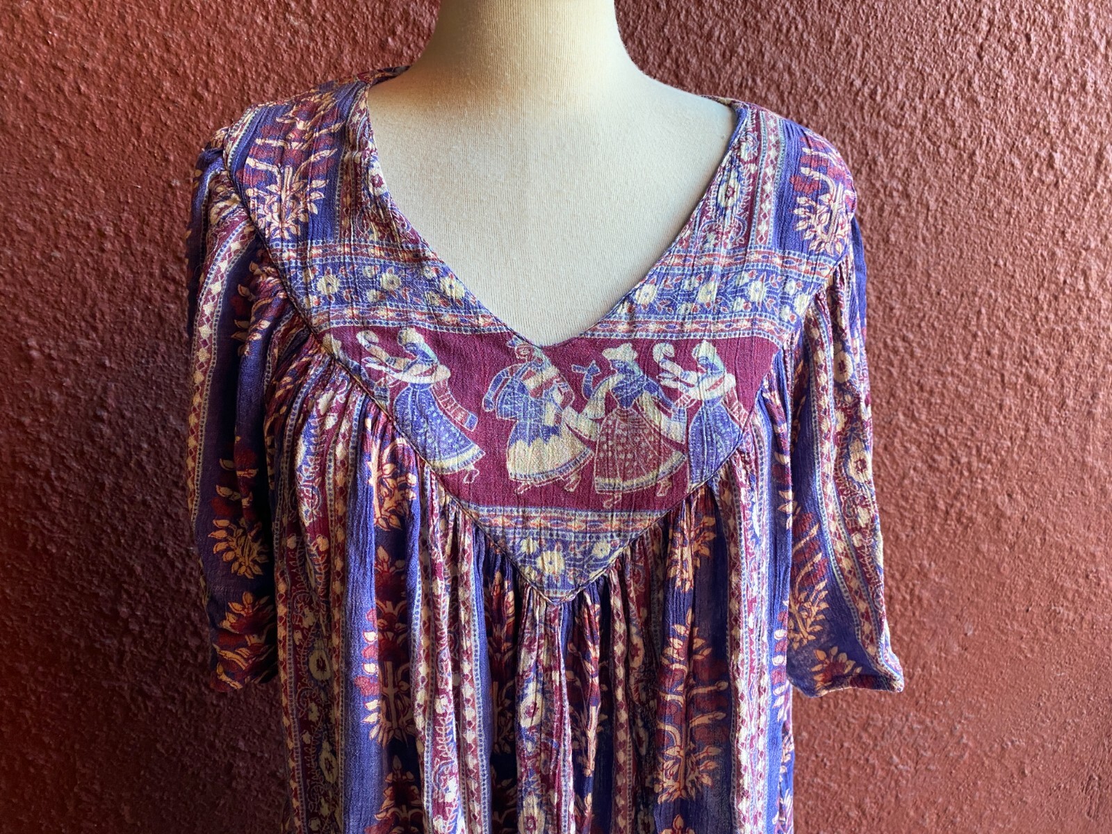 Vintage Maxi Boho Gauze Hippy Dress Muumuu Indian XL, 1X, 2X, 3X, 4X PLUS
