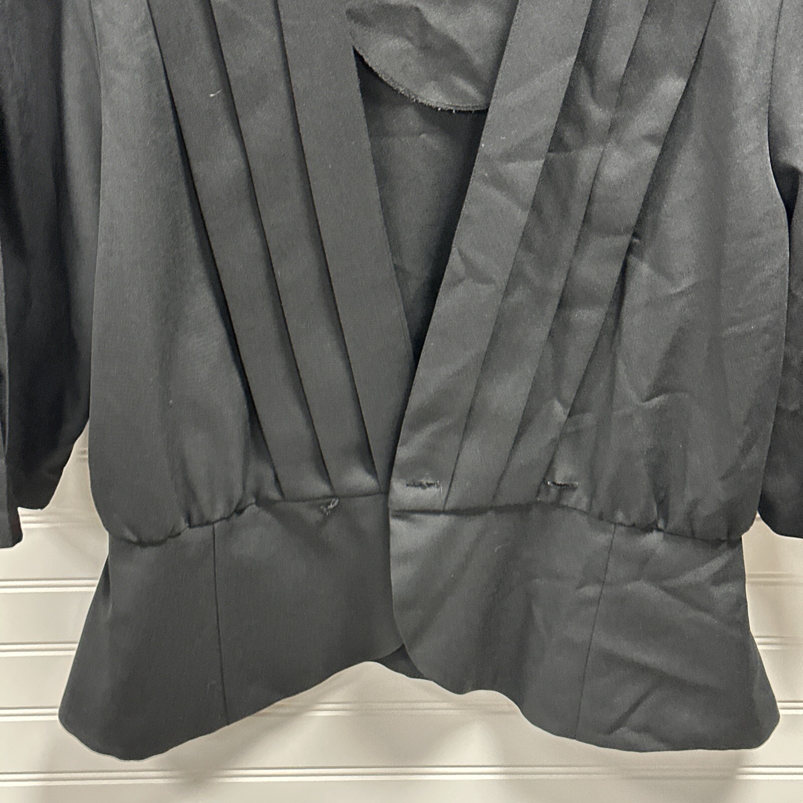 Vintage In Cinq Solid Black Open Front Blazer Suit Jacket 80s 90s Sz 16 Made USA