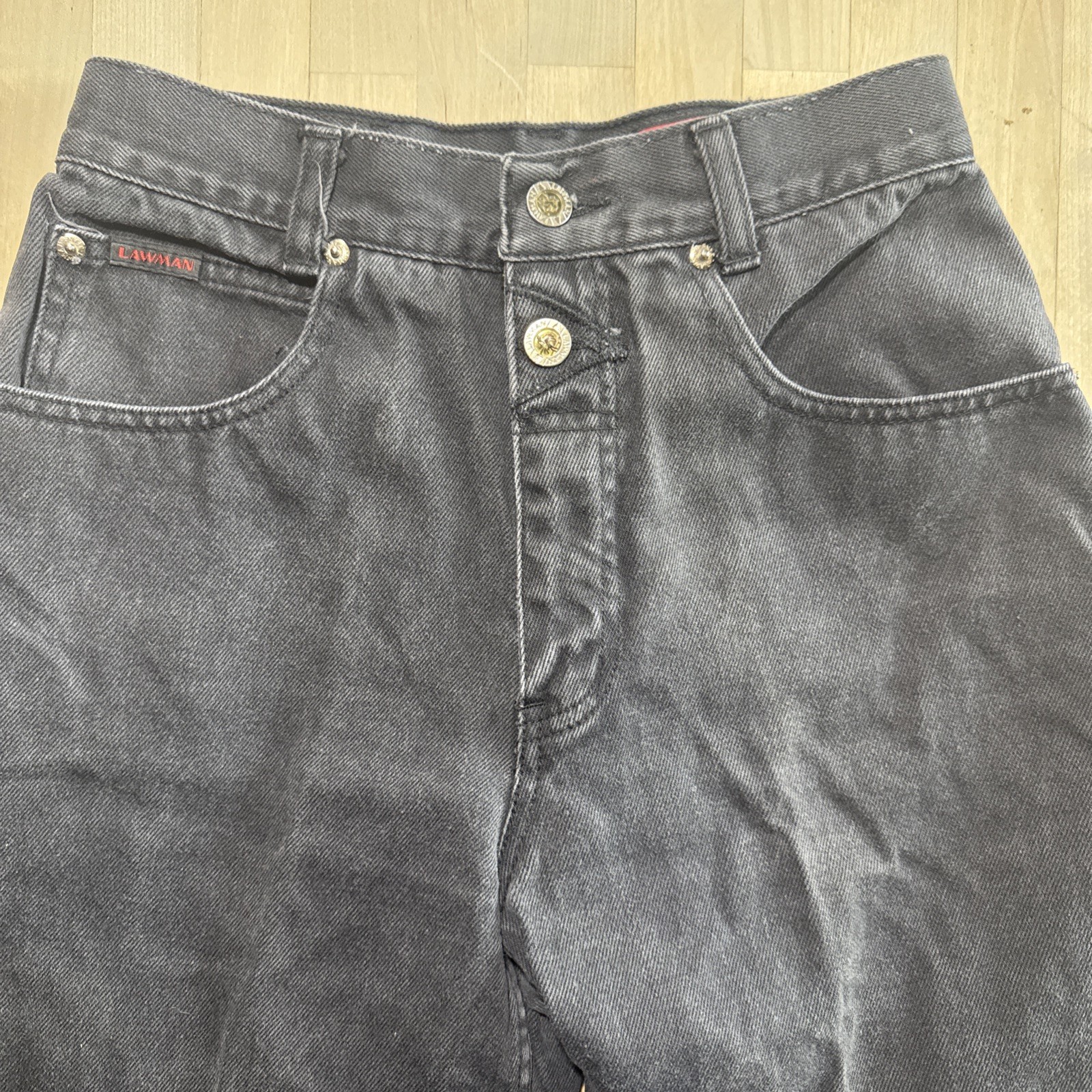 Vtg Lawman World Class Superior Fit High Waised Western Jeans Size 24×34 Black