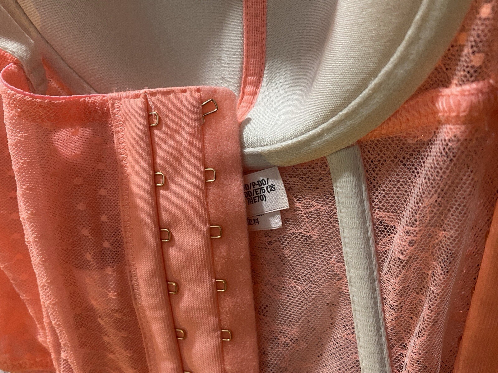 VTG DD S/M 36/38 VS Neon Orange Frilly Corset FRILLY Bra CORSET BUSTIER TOP