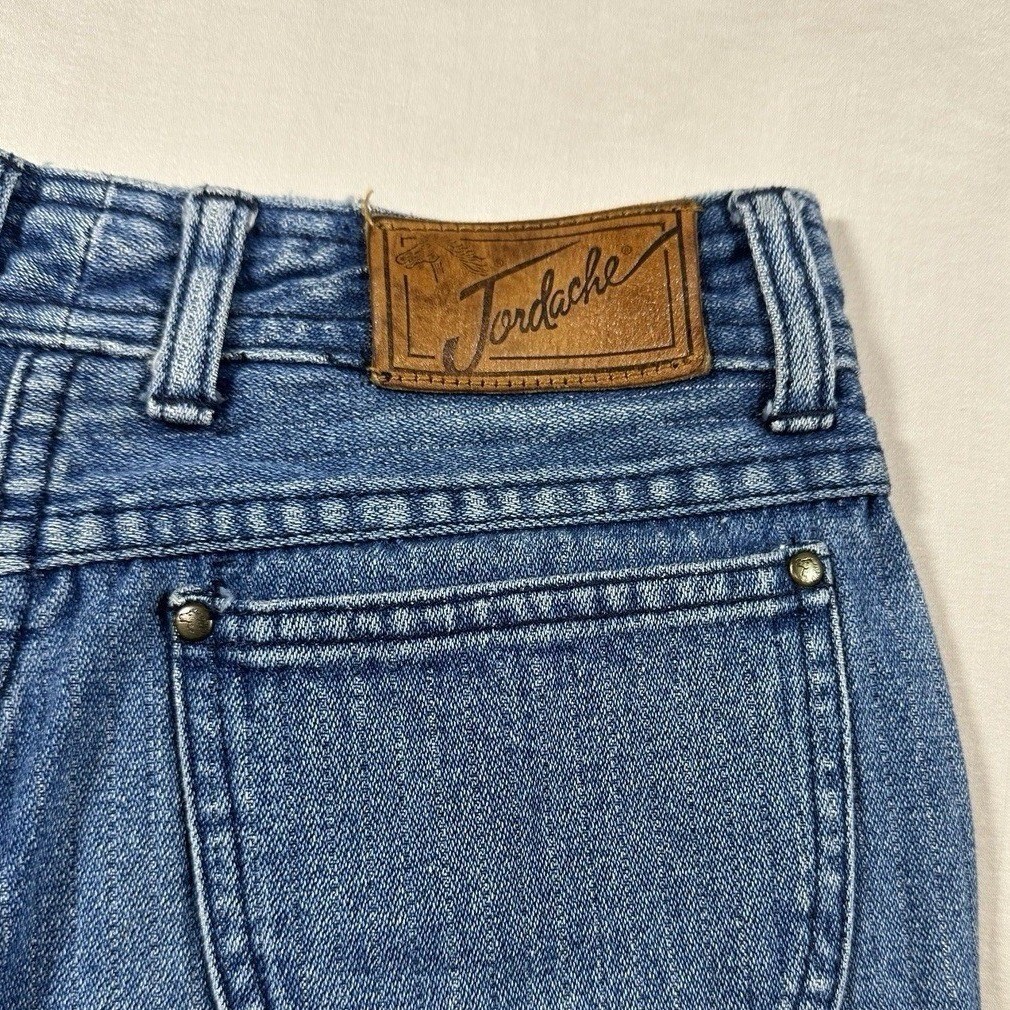 Vintage Jordache High Waisted Tapered Leg Blue Denim Jeans Ankle Zip 24 Waist 28