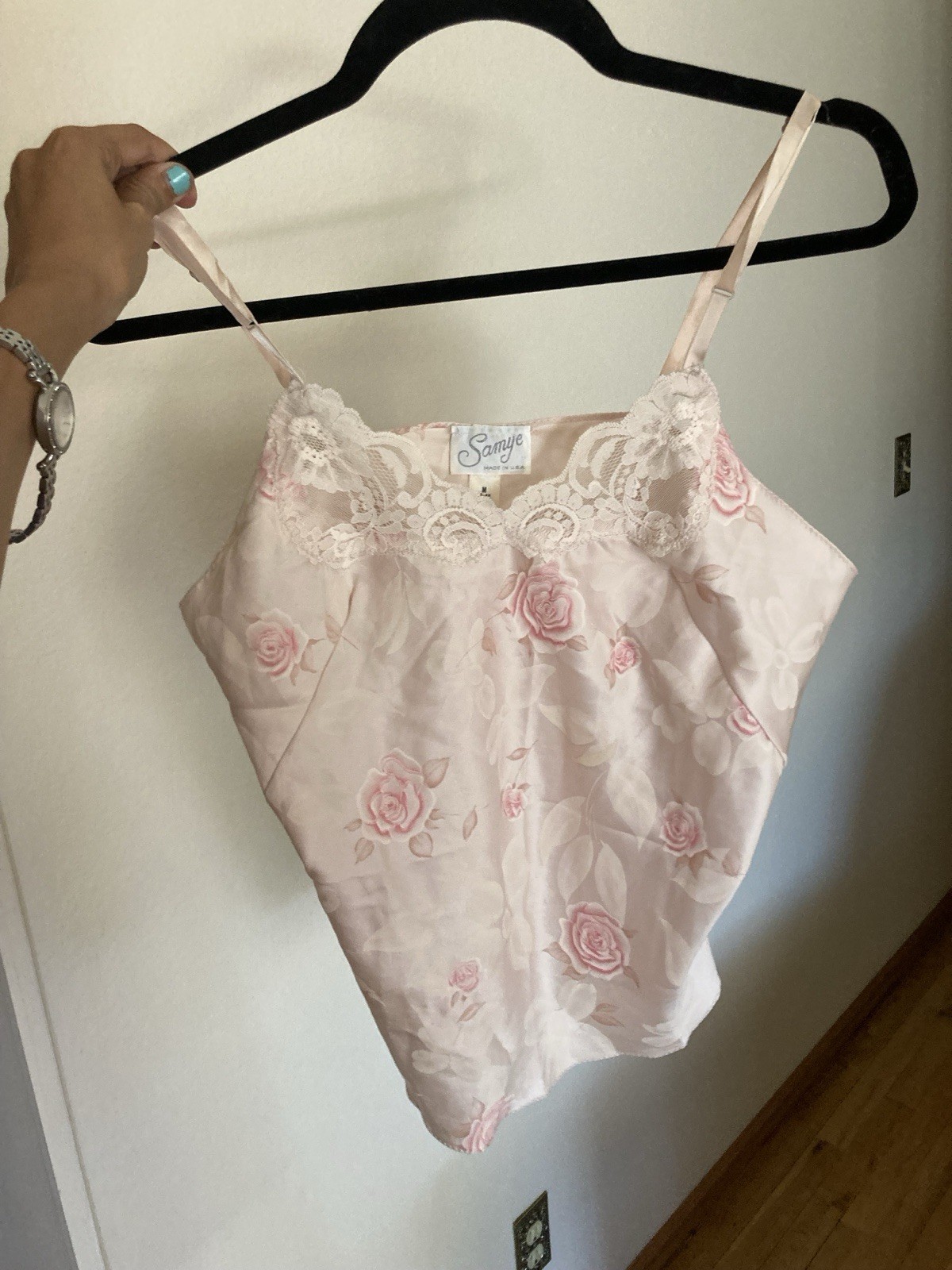 Women’s VTG Sameye Lingerie Nightwear Floral Camisole Top Size M