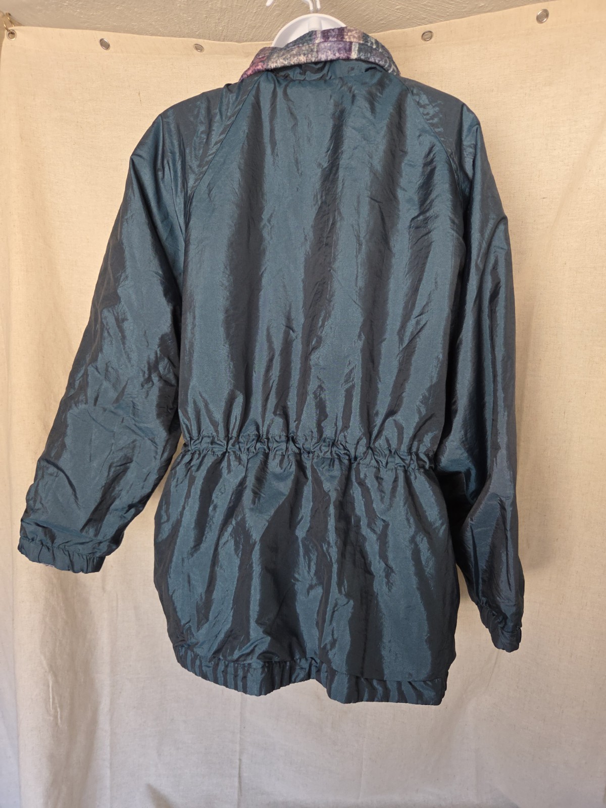 Vintage 1980s Reversible Geometric Tribal Pattern Jacket M Purple Teal Gray