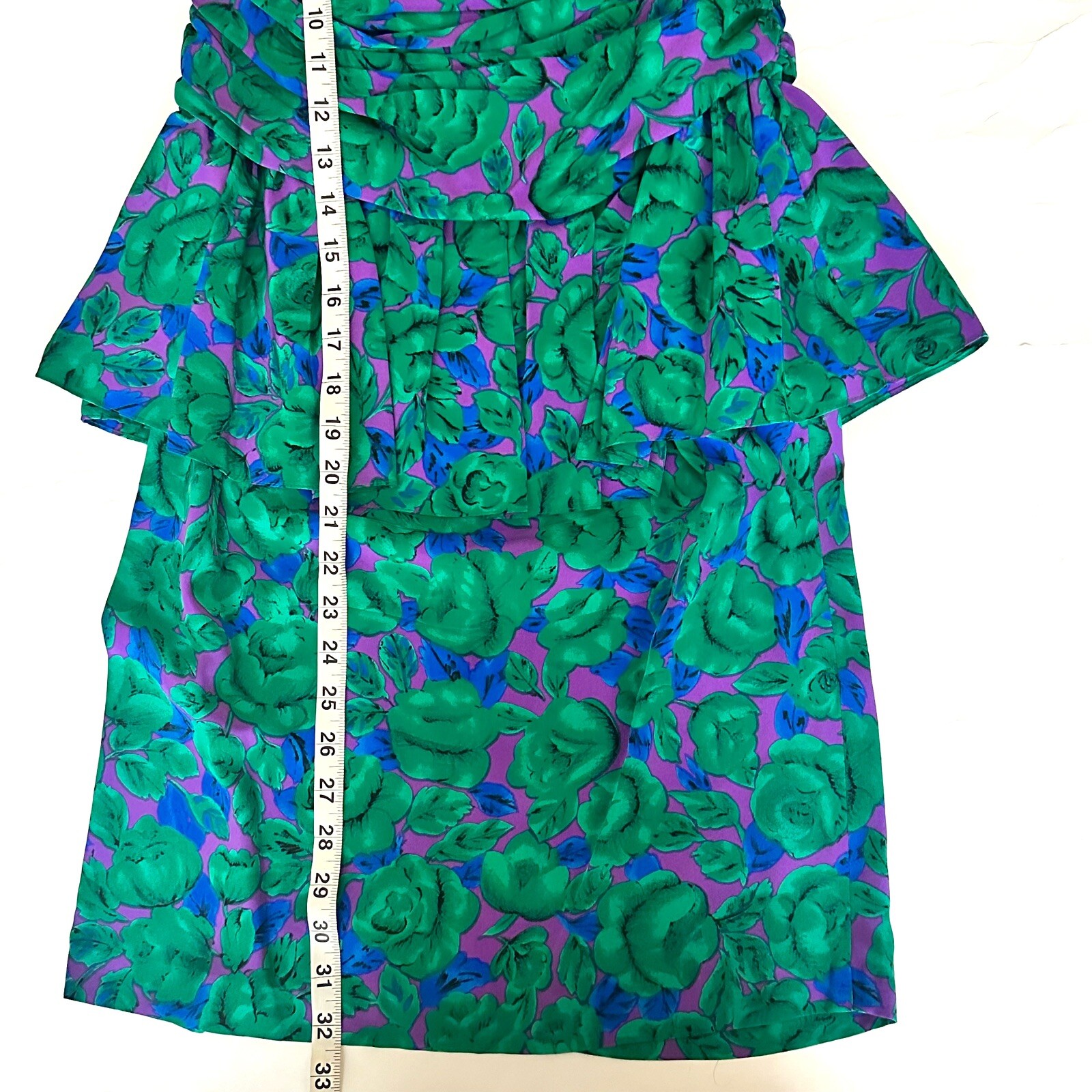Vintage Kathryn Conover NY 100% Silk Strapless Peplum Floral Dress Size 6