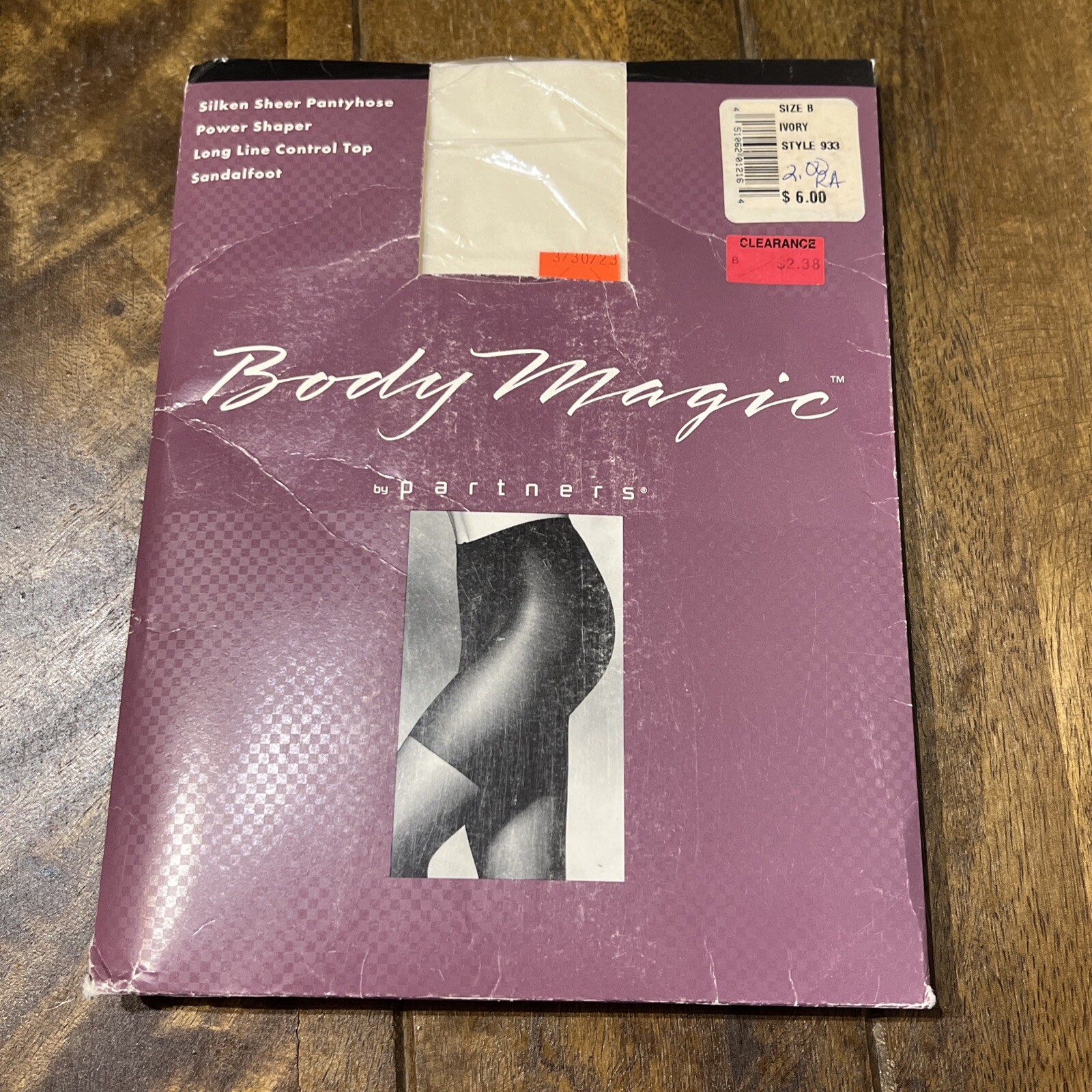 Vintage Body Magic By Partners Sz B Ivory Control Top Sandalfoot Sheer Pantyhose