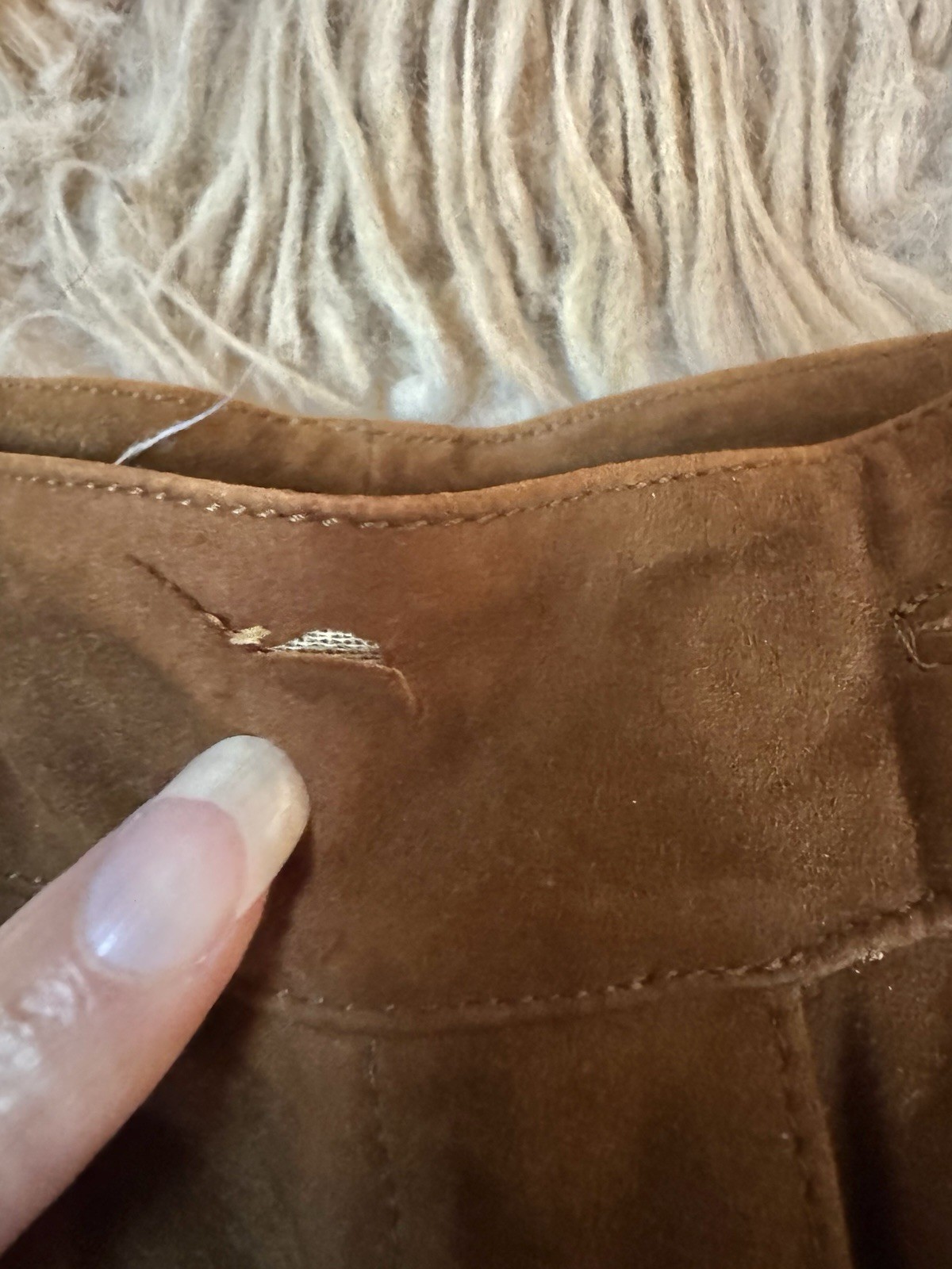 Vtg Jenny France Suede Pants Trousers Pockets Piping Brown Leather XS Tags