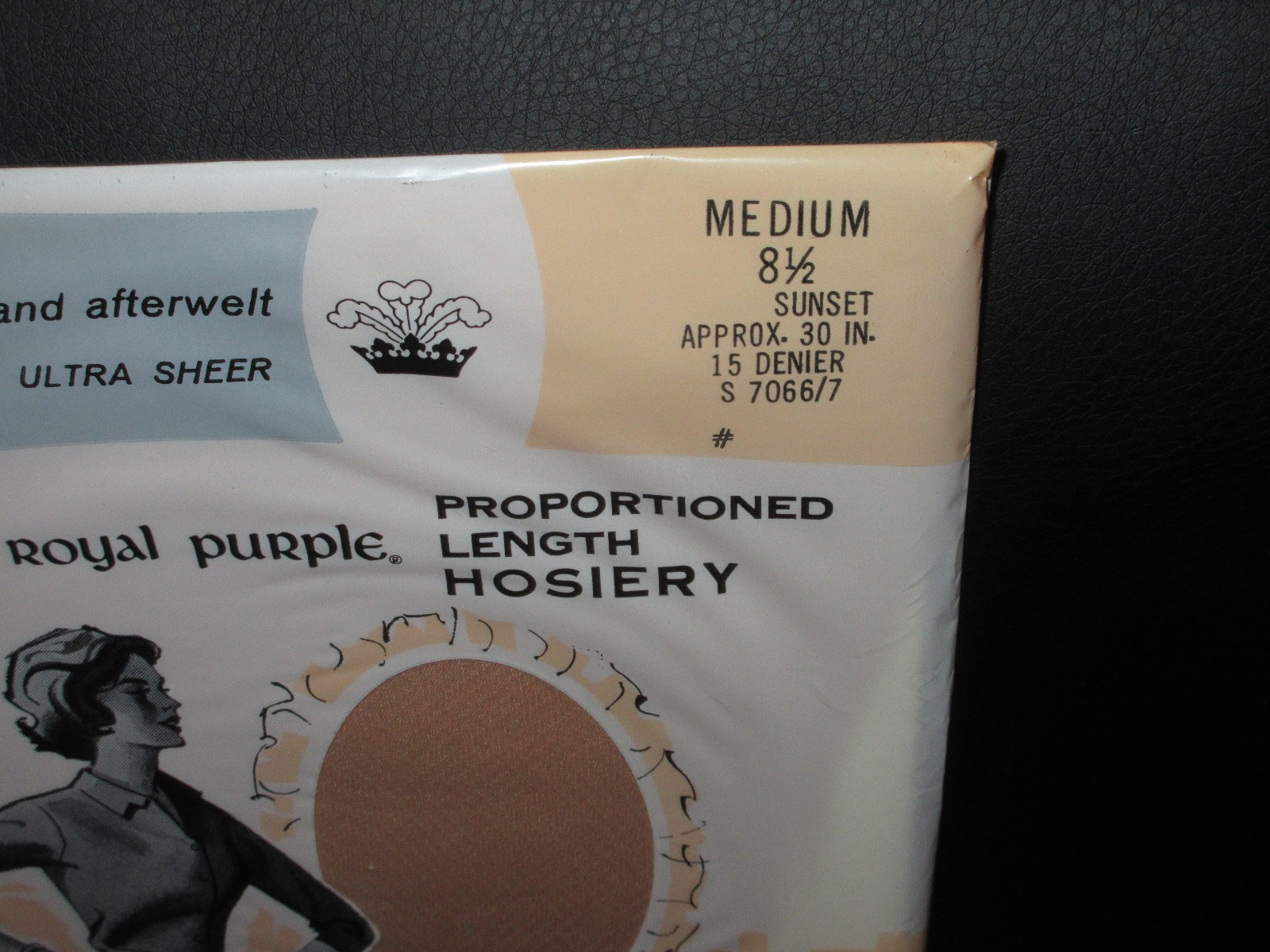 Vintage Royal Purple Nylons Size Sears 8.5 Medium SUNSET Beige Taupe STOCKINGS