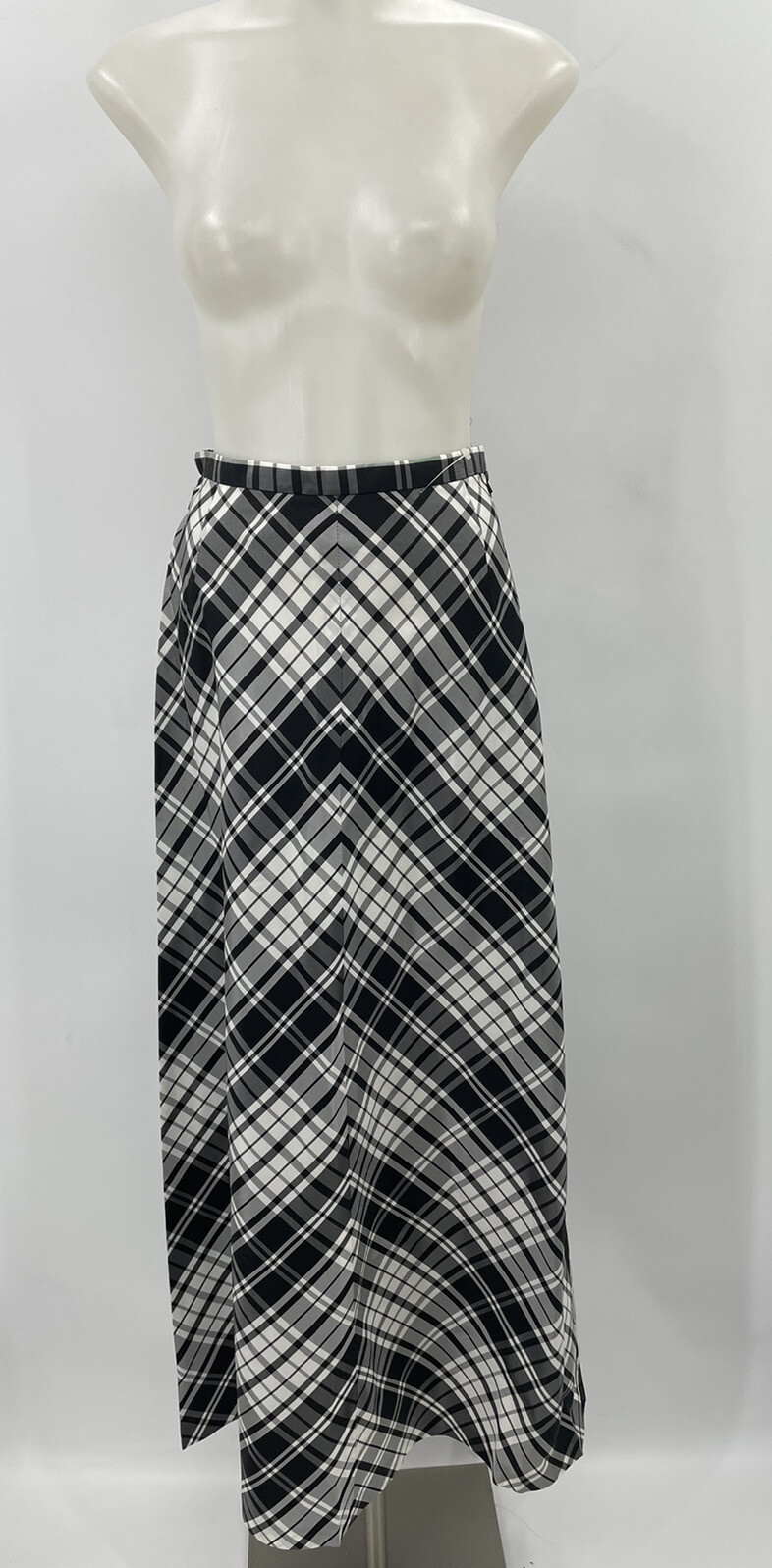 Vintage Styled By Barry Ashley Checkered Plaid Maxi Skirt Black White NWT