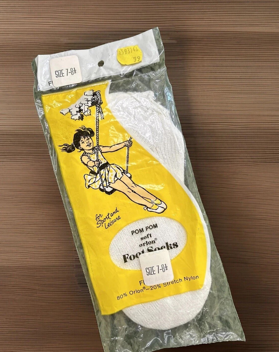 VTG „Pom Pom” Socks White 7-8.5 Girls Creslan 70s NOS No Show Low Cut Kids