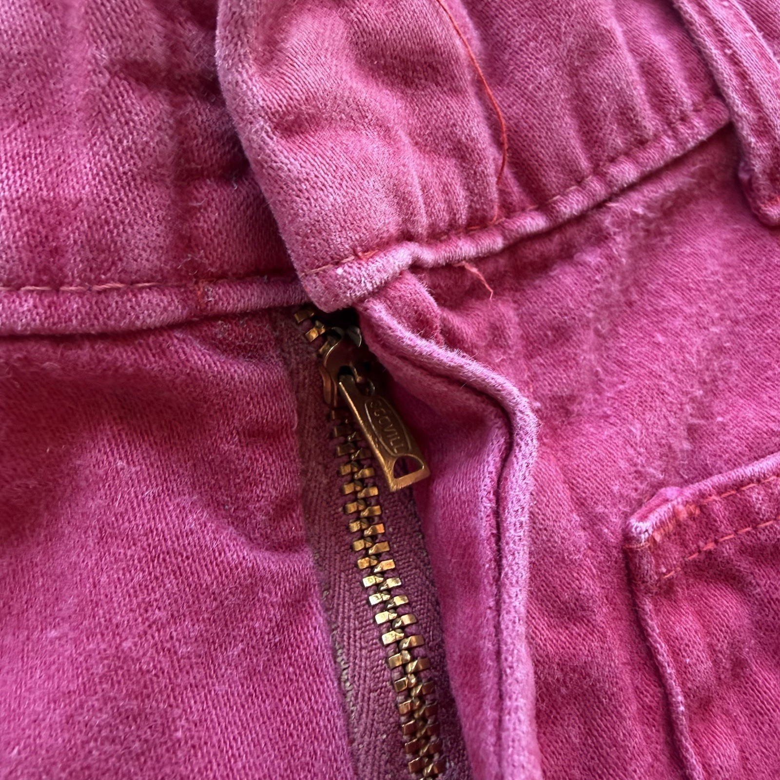 VTG Women’s 70s Burgundy Red Pink Front Patch Pocket Flared Pants 28 X 29