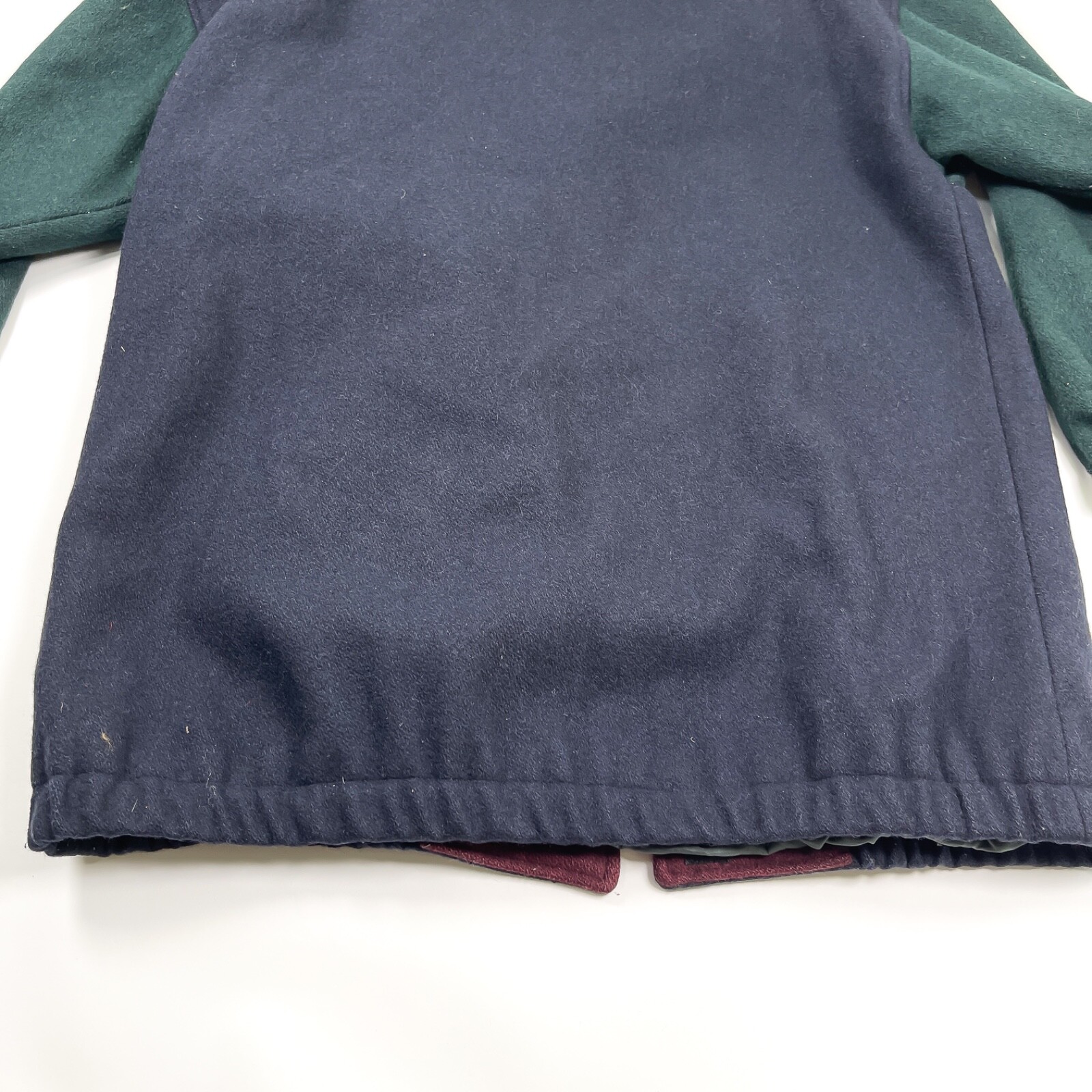 Vintage DonnyBrook Wool Coat Color block Jacket 90s Green Blue Red Hooded USA 14