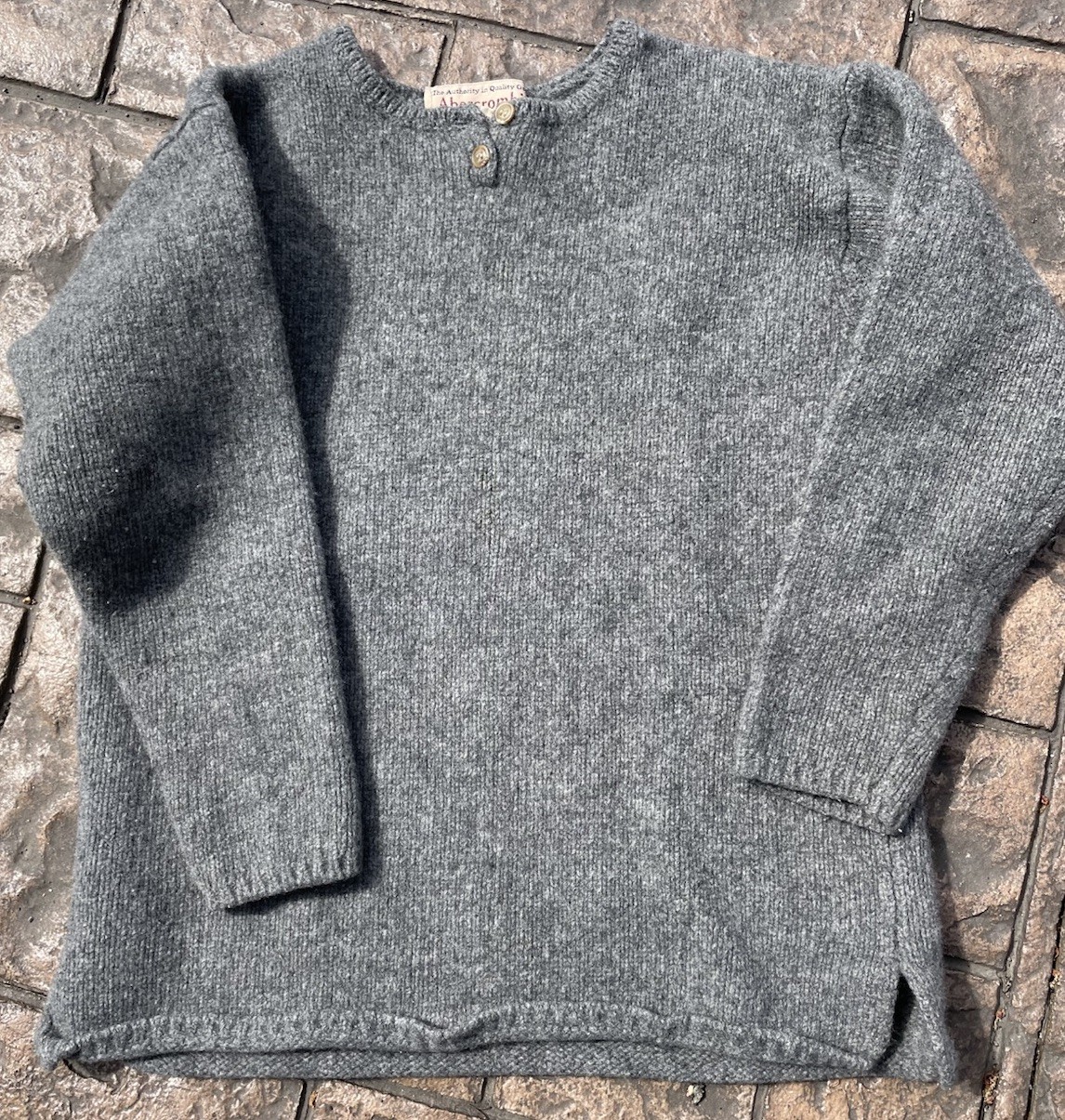 VTG Abercrombie & Fitch Womens Sz M Wool Sweater Henley Pullover Gray 1980’s