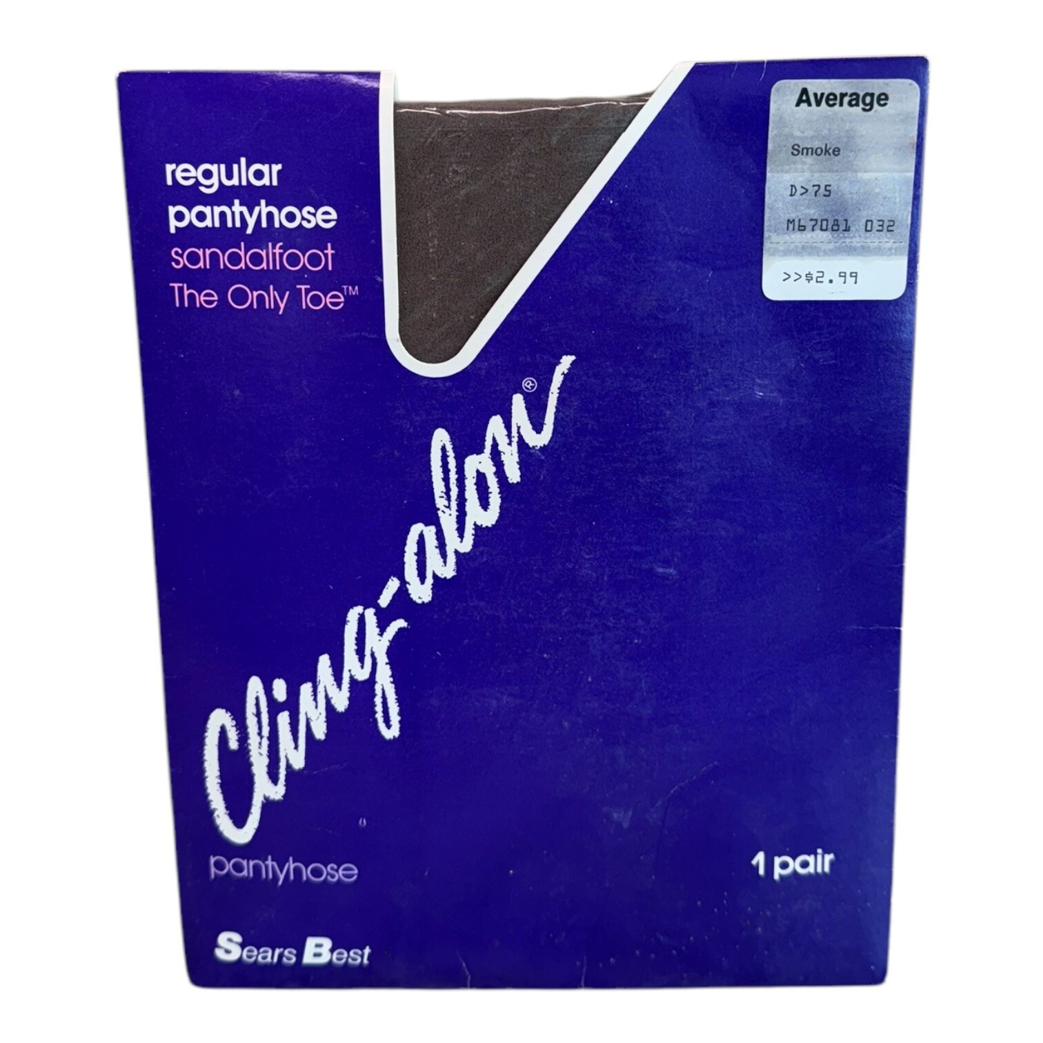 Sears Best Cling-along regular pantyhose sandalfoot The Only Toe Average Smoke