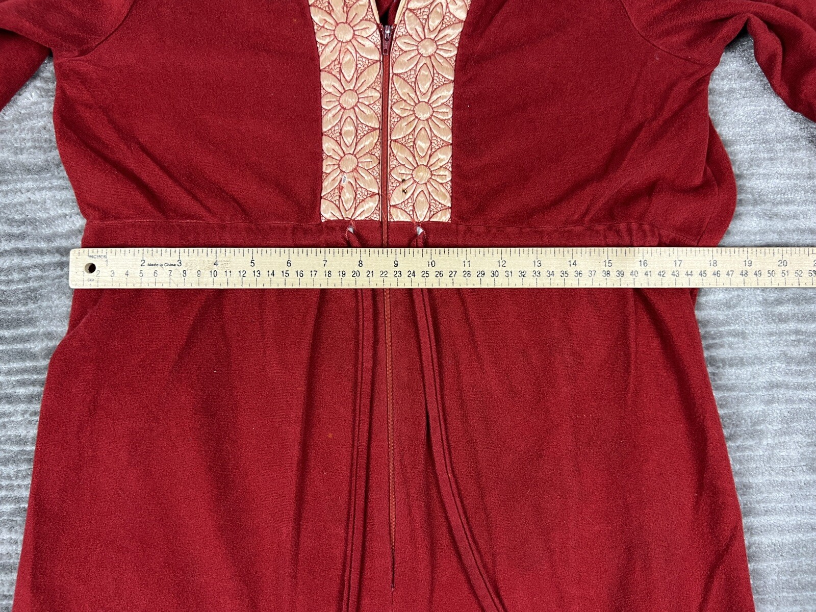 Vintage Plaza 9 Robe Womens Red Loungewear Longsleeve