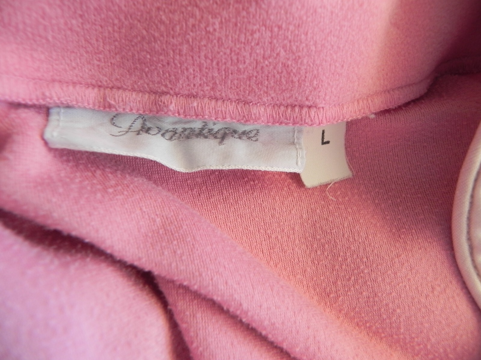 Avantique RARE Robe/Coverup Pink Velour Maxi Long Sleeve 3/4 Zip Pockets Size L