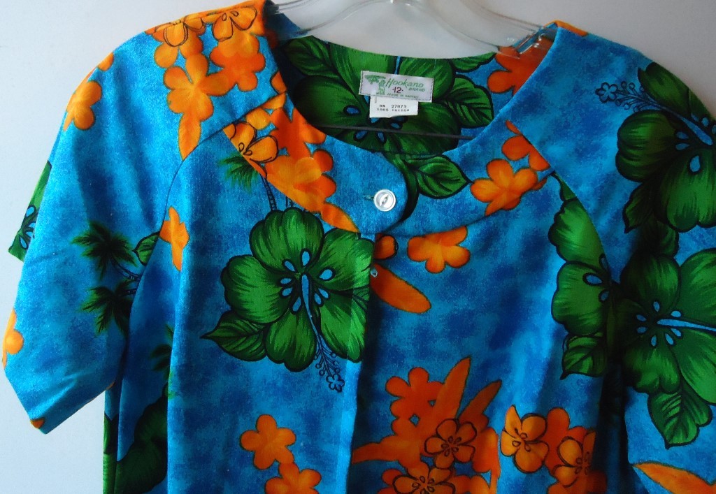 NOS Vtg 60s Hookano Hawaiian Dress sz 12 100% Cotton Front Zip Beach Swim