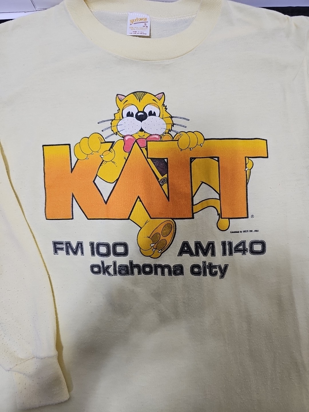 Size Small vintage 70s KATT ROCK 100.5 FM OKC RADIO STATION Long Sleeve T-shirt
