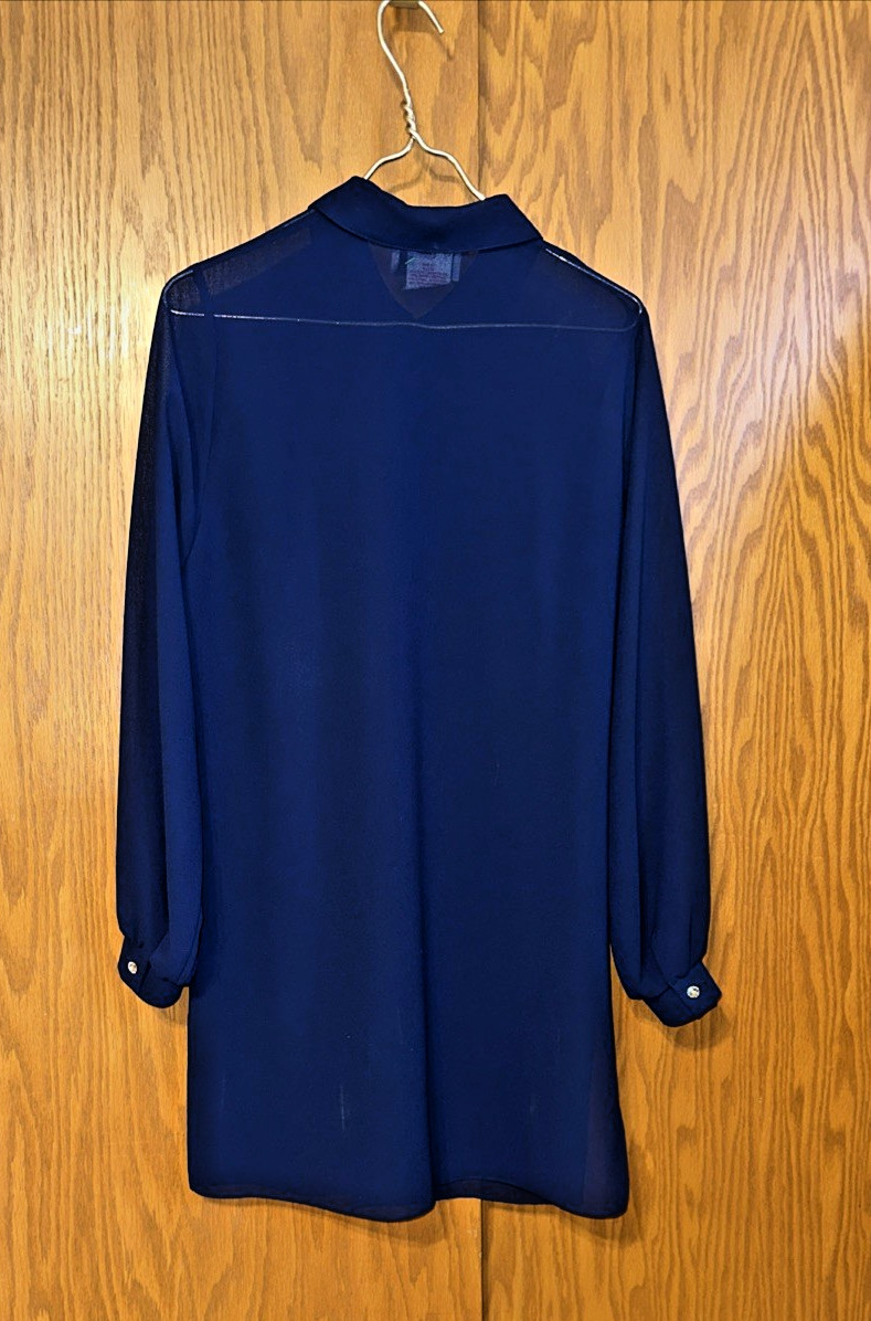 Vtg Florentine Brand Navy Chiffon Jacket Dress Size 10 – Canadian Midi Length