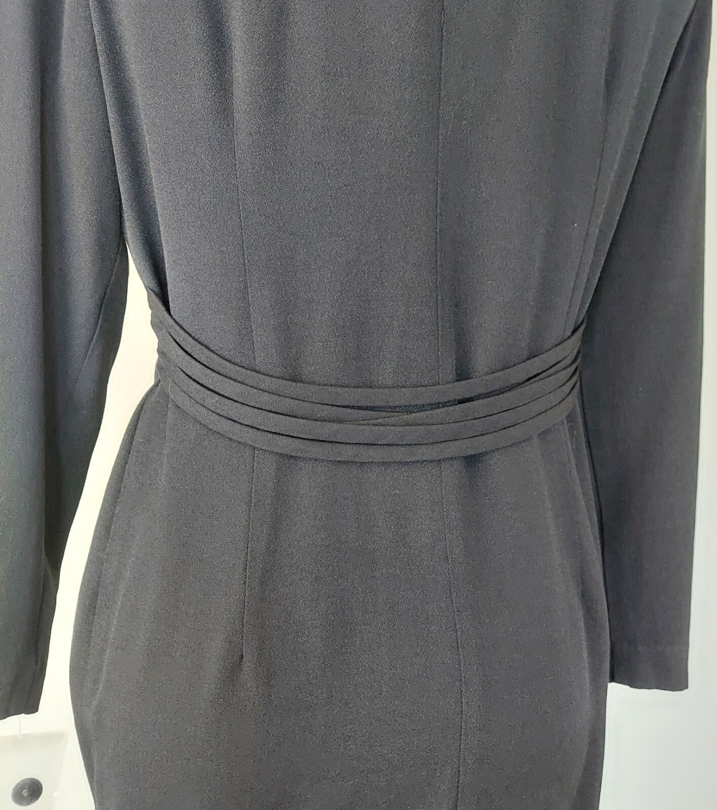 NWOT Vintage 80-90s S.L. Fashions Black Red Big Suit Collar Dress, Petites 12