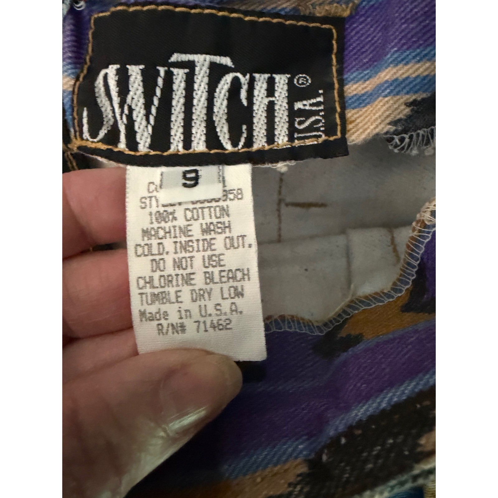 VTG Aztec Switch Skirt Sz 9 Southwest Wrap Style 90’s Blue Purple High Waist USA