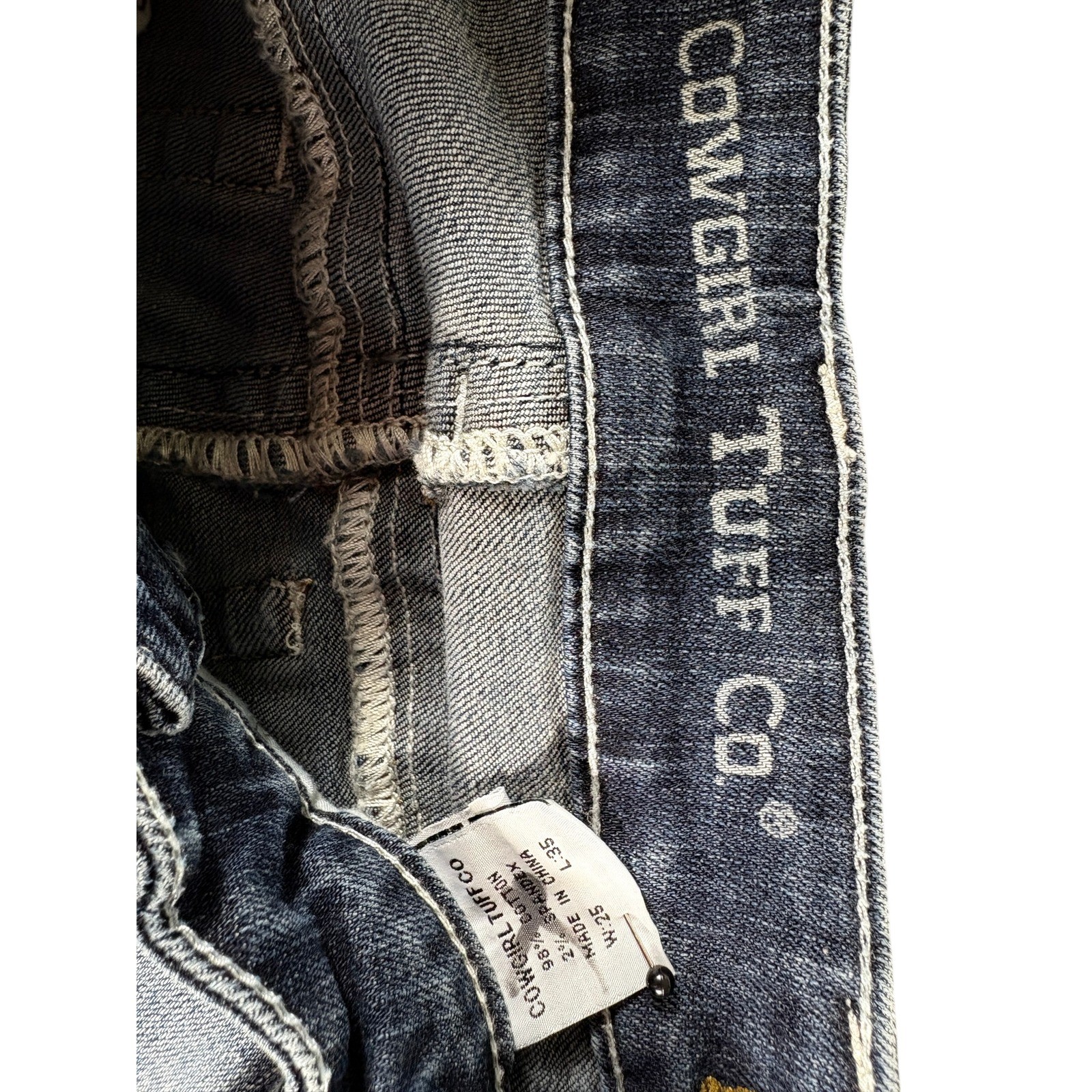 Cowgirl Tuff Co Jeans Mens 25×35 Blue Bootcut Stretch Vintage Western Workwear