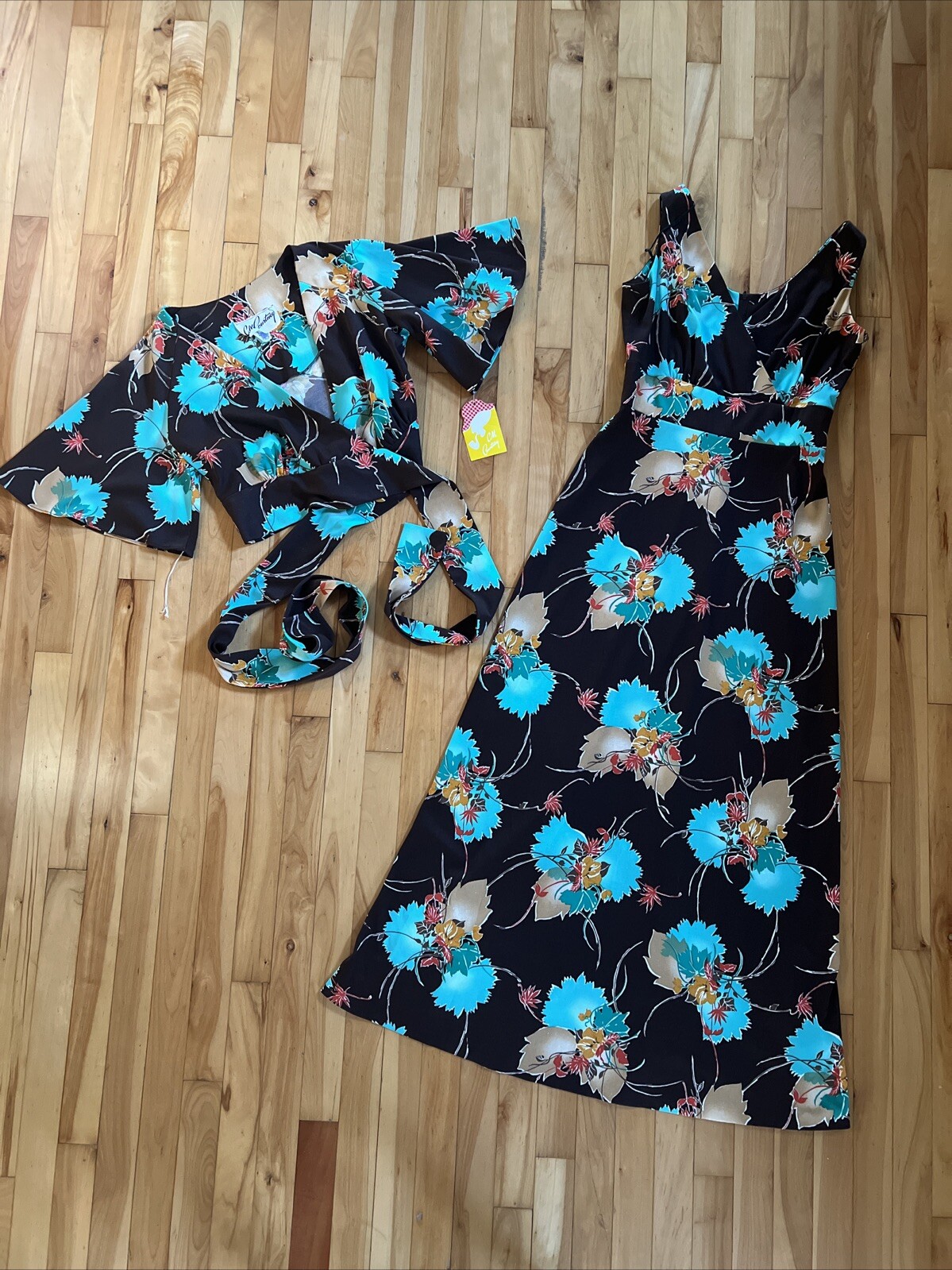 C.M. Courtney Vintage Maxi Dress & Cropped Wrap Jacket USA Made Women’s 9/10