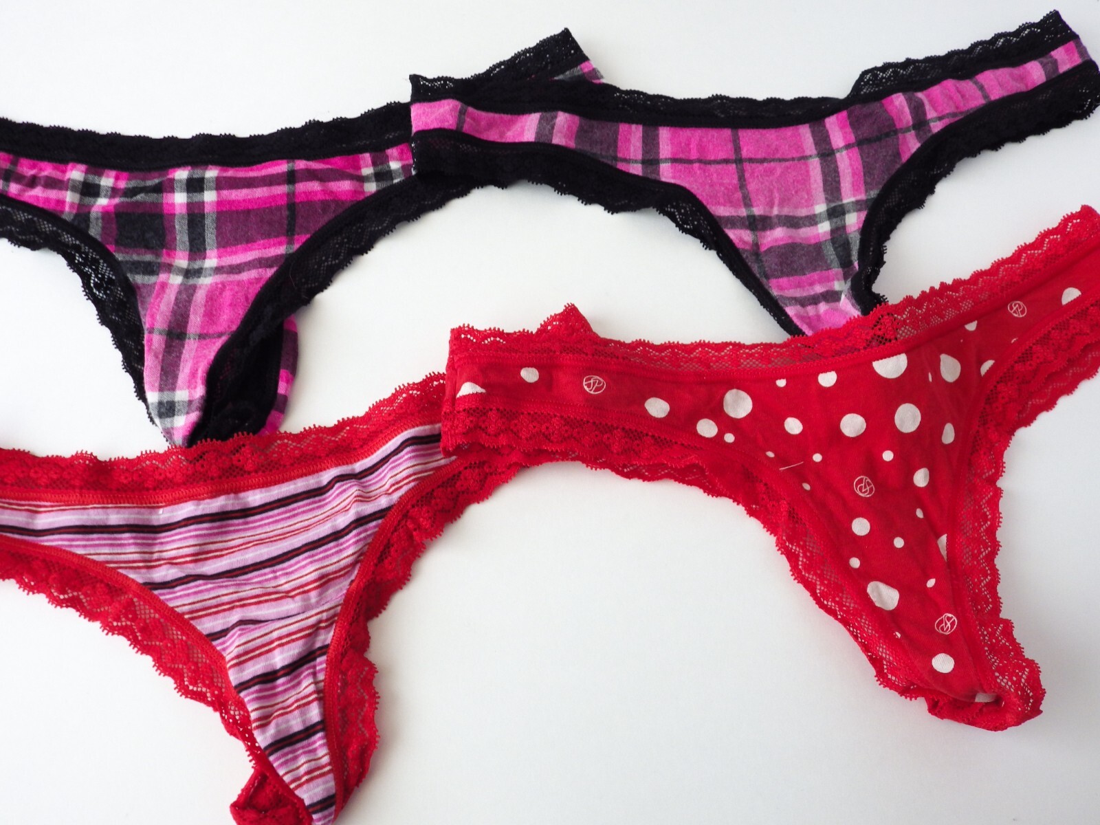 VTG 2011-2012 Victoria’s Secret Cotton Lace Thong Panties Lot SMALL