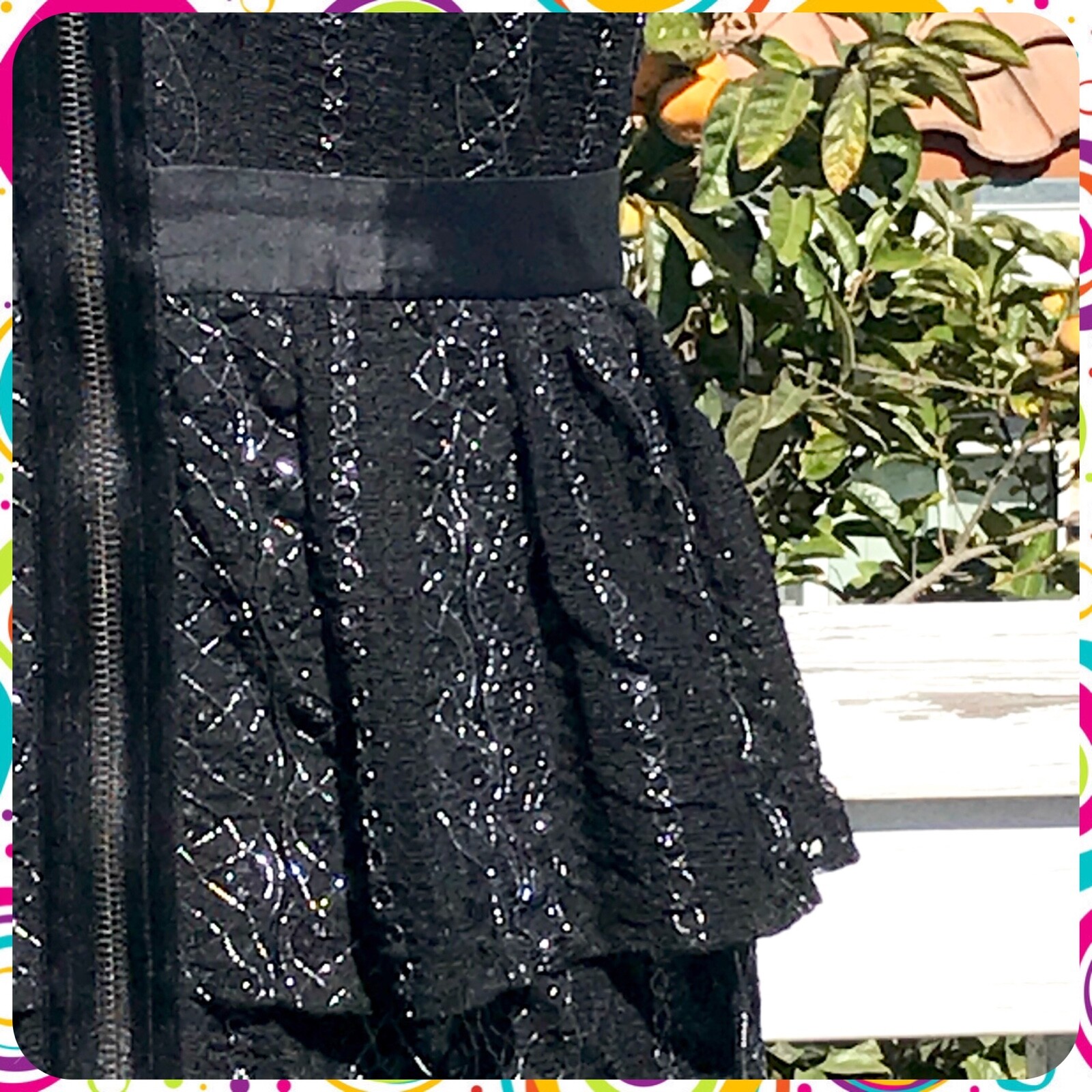 Vintage 90s LAUNDRY BY DESIGN Black Lace Sweetheart Neck Peplum Prom Dress Sz 2