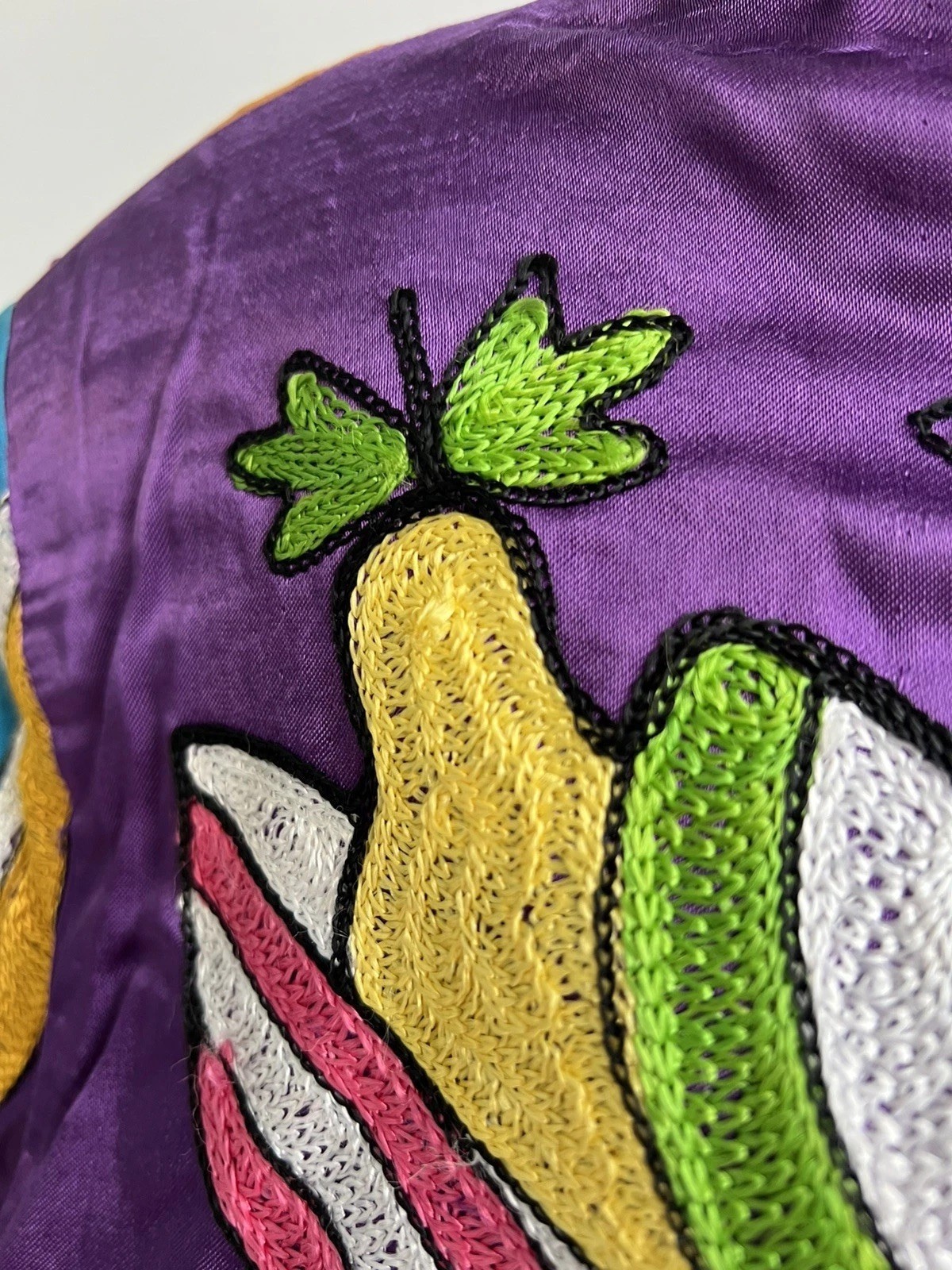 Vintage 80 Sandy Starkman Wearable Art Jacket Picasso Cubist Embroidered S Rayon