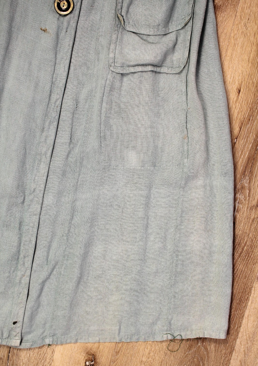 Vtg Women’s 20s Long Light Blue Over-Dyed? Duster / Jacket Sz S/M 1920s