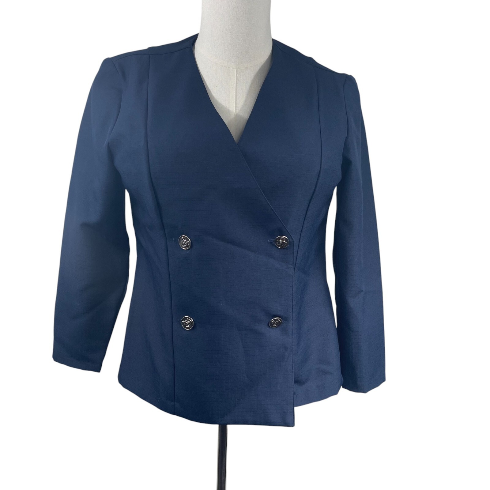Vintage 80s Berg-Ray Double Breasted Blazer Silver Button Office Nautical Union