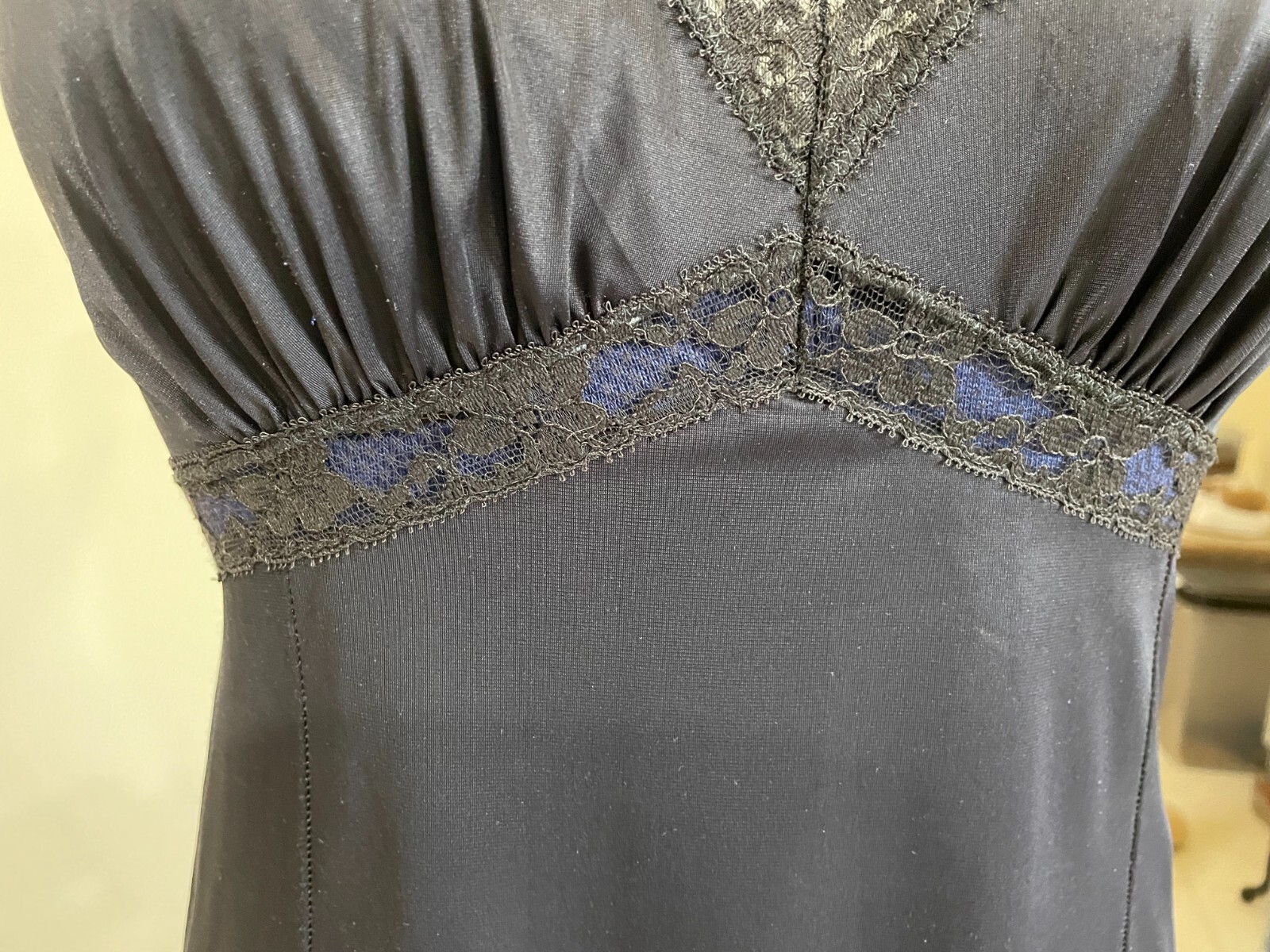 1960s Gaymode J.C. Penneys Black Full Slip Nightie Vtg Sz 34Av Nylon EVC