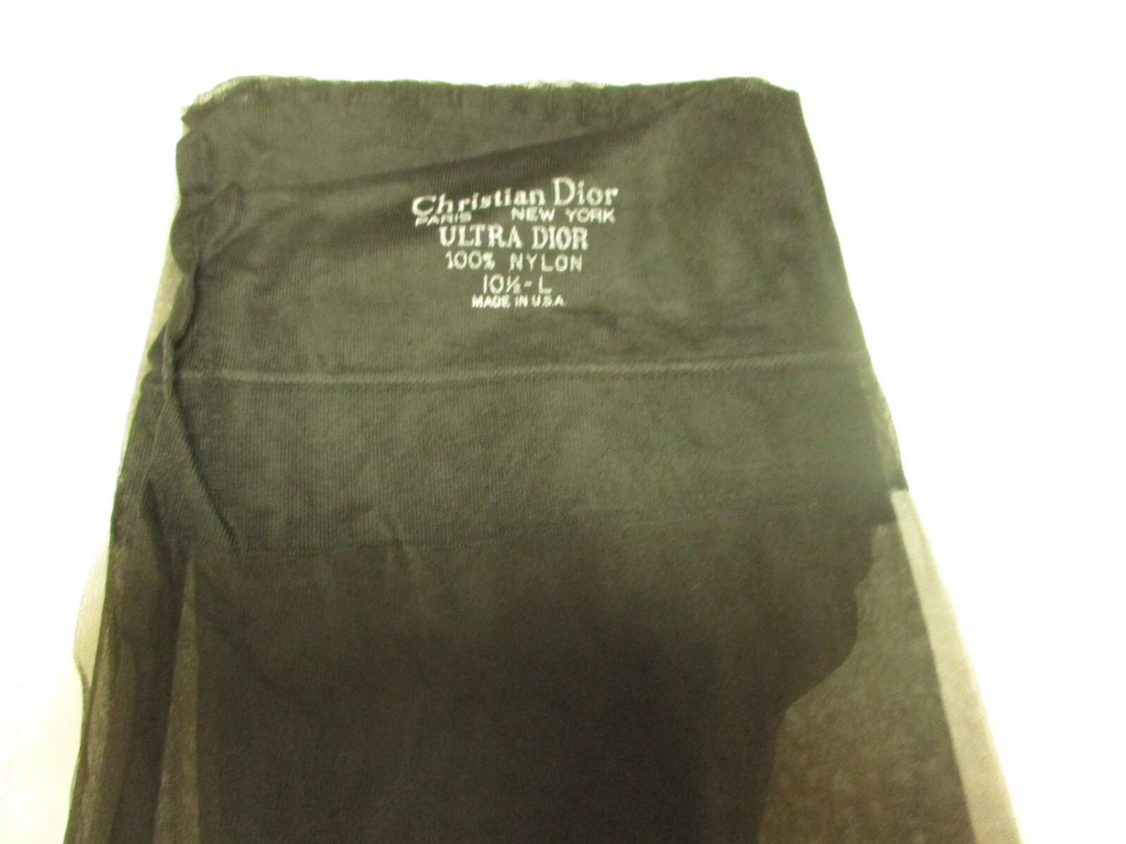 1PR VINTAGE CHRISTIAN DIOR SANDALFOOT FLAT KNIT NYLON STOCKINGS 10 1/2 LONG BLAC