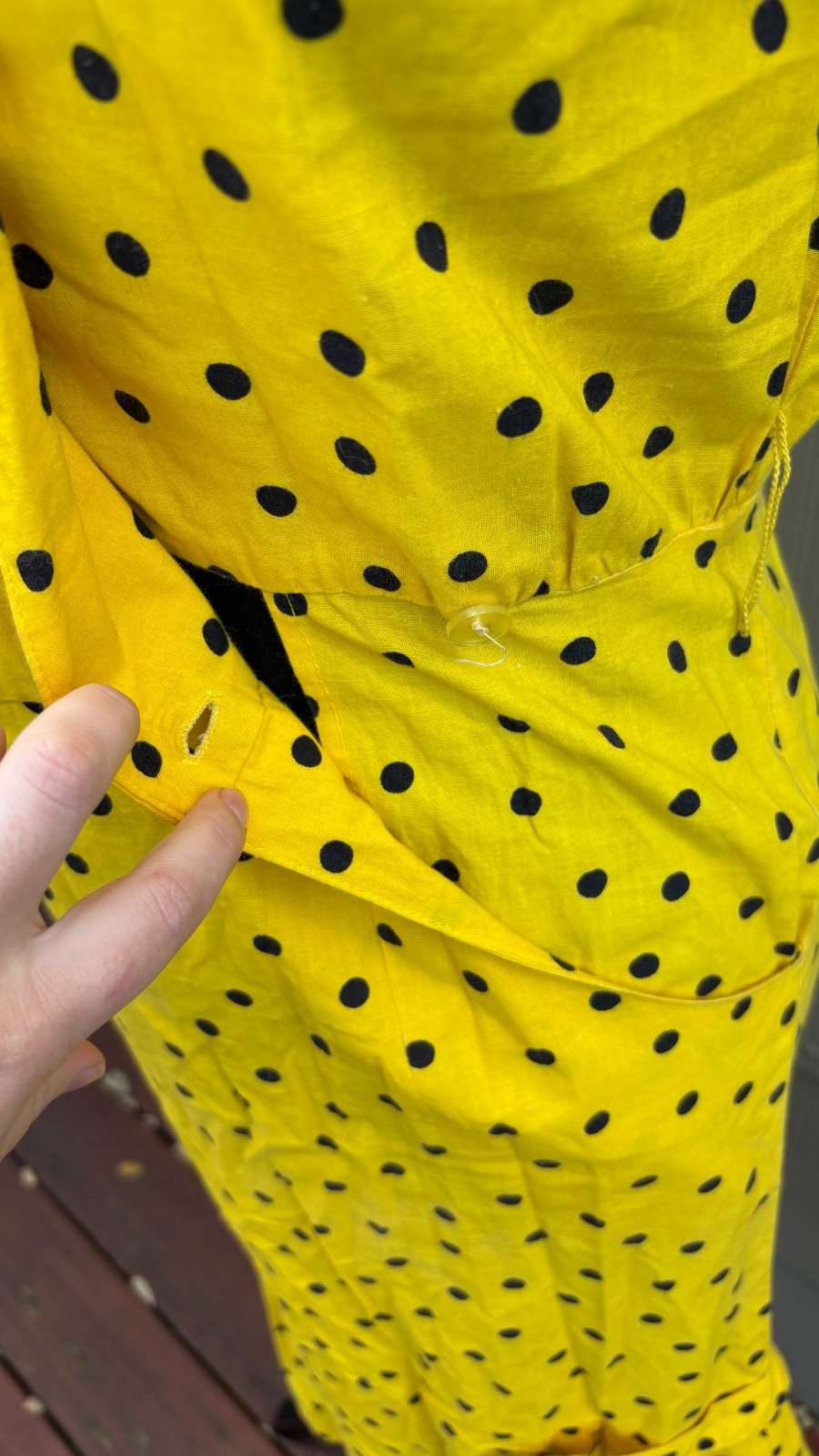 vtg 70s 80s New Wave Rockabilly Clowncore Polka Dot Short Sleeve Wrap Dress