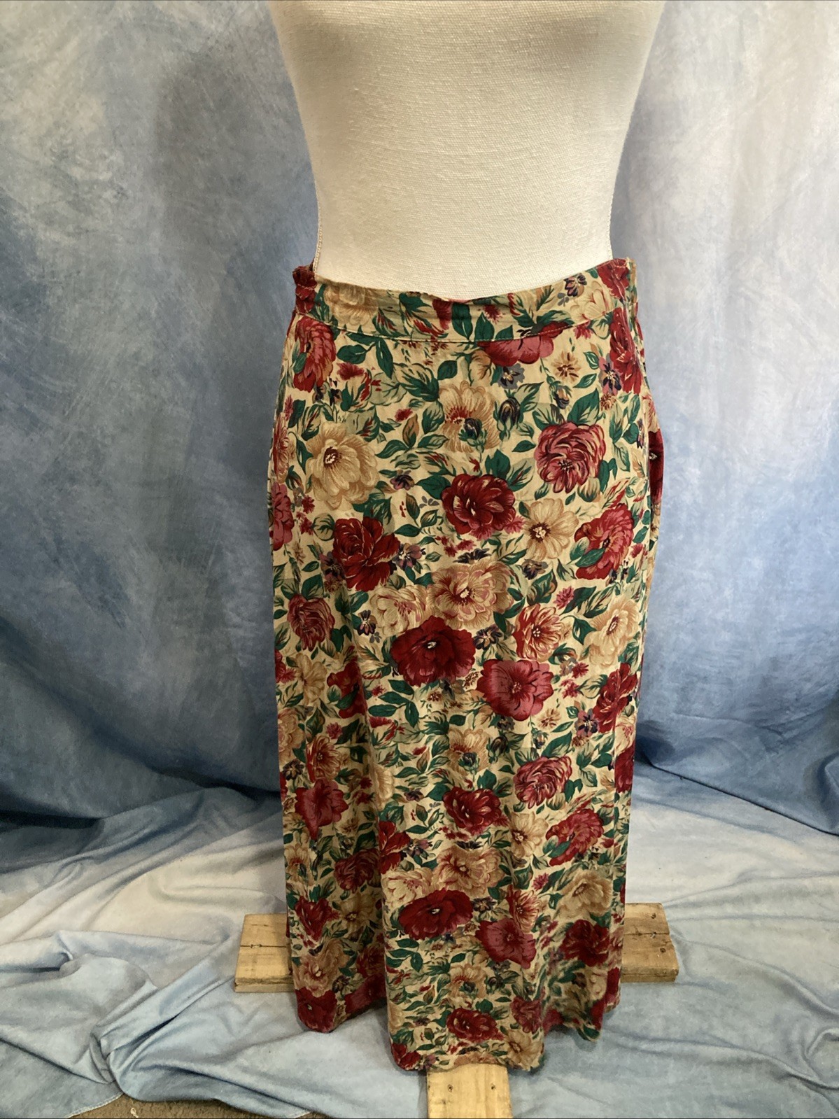 Vtg 90s Radcliffe Petite Floral Maxi Skirt M 100% Rayon Rose Cottagecore Grunge