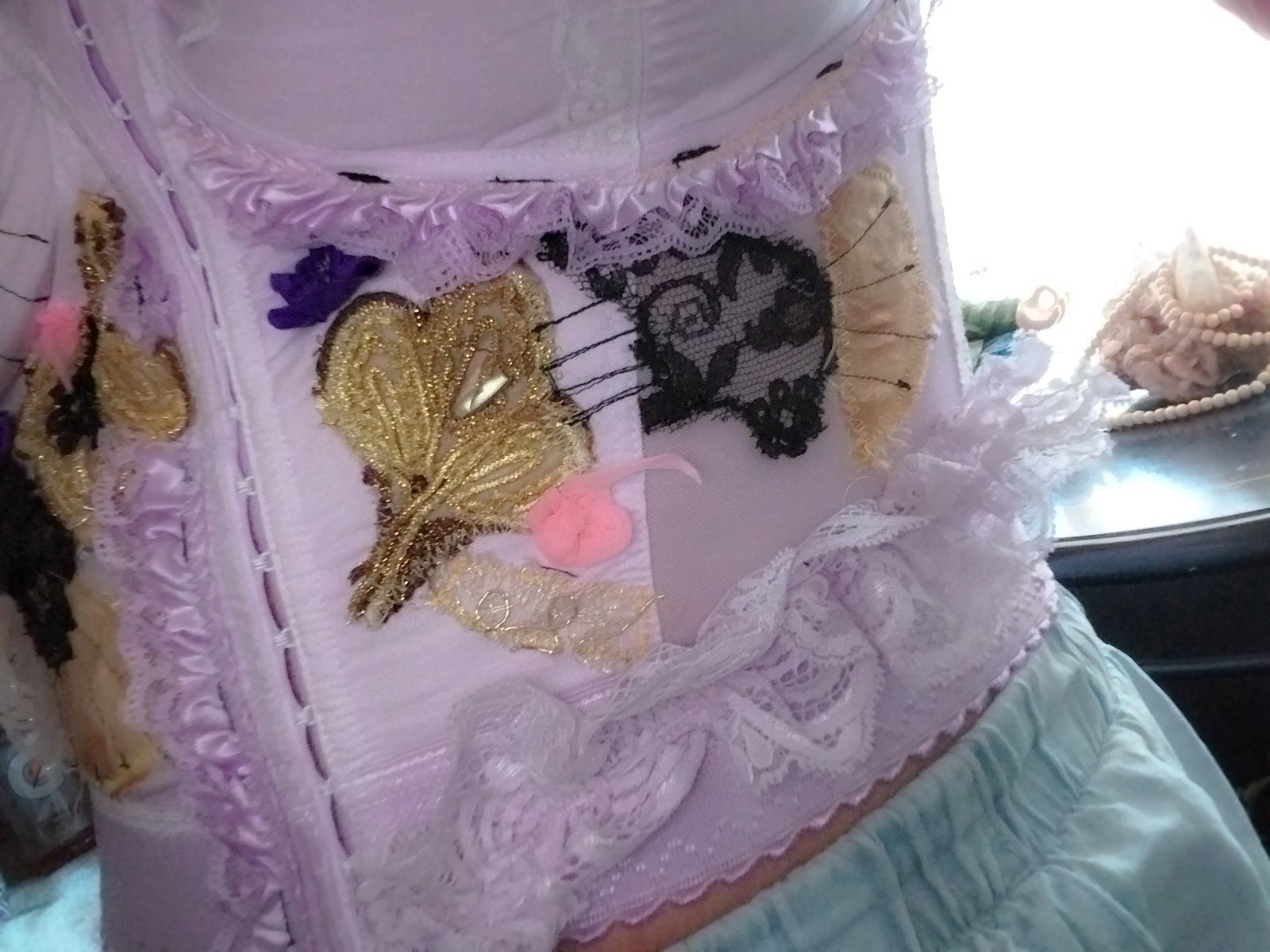VTG BULLET BRA WAIST NIP PURPLE BURLESQUE AVANT 44 DD POINTY BUSTIER TOP GLAM OT