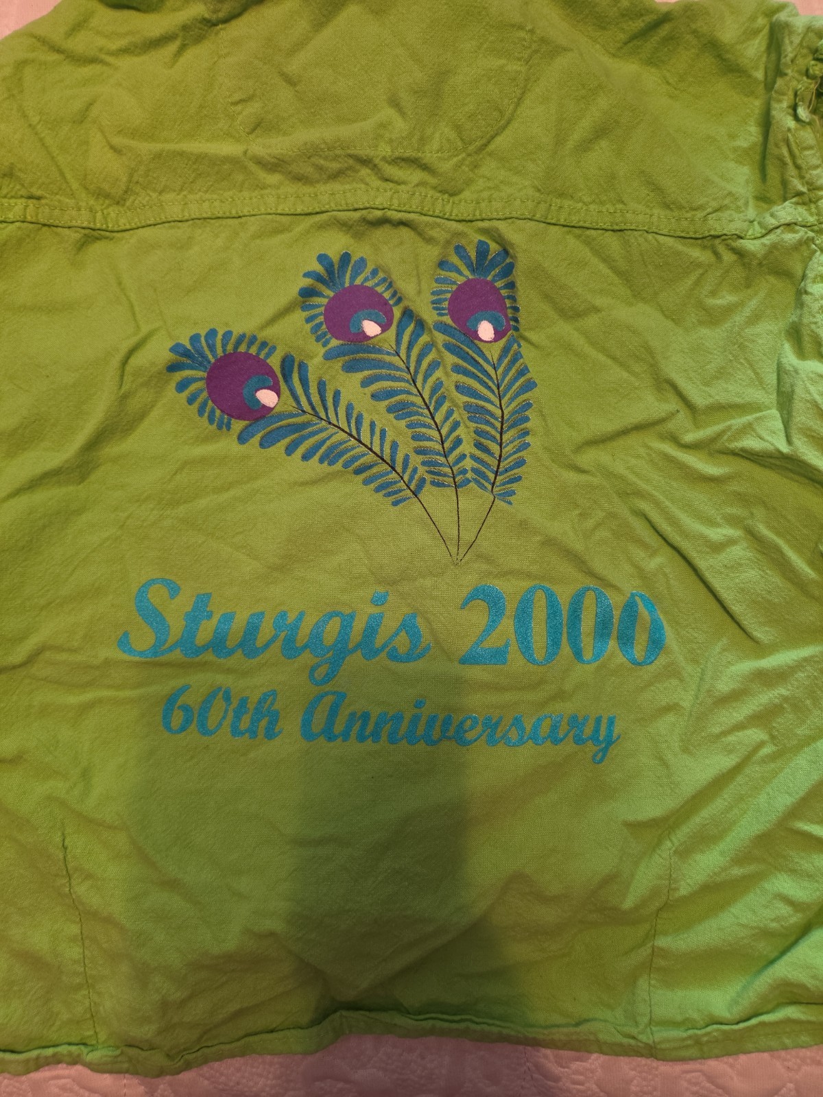 Vintage 2000 Sturgis Biker 60th Anniversary Women’s Button Up Sleeveless Shirt