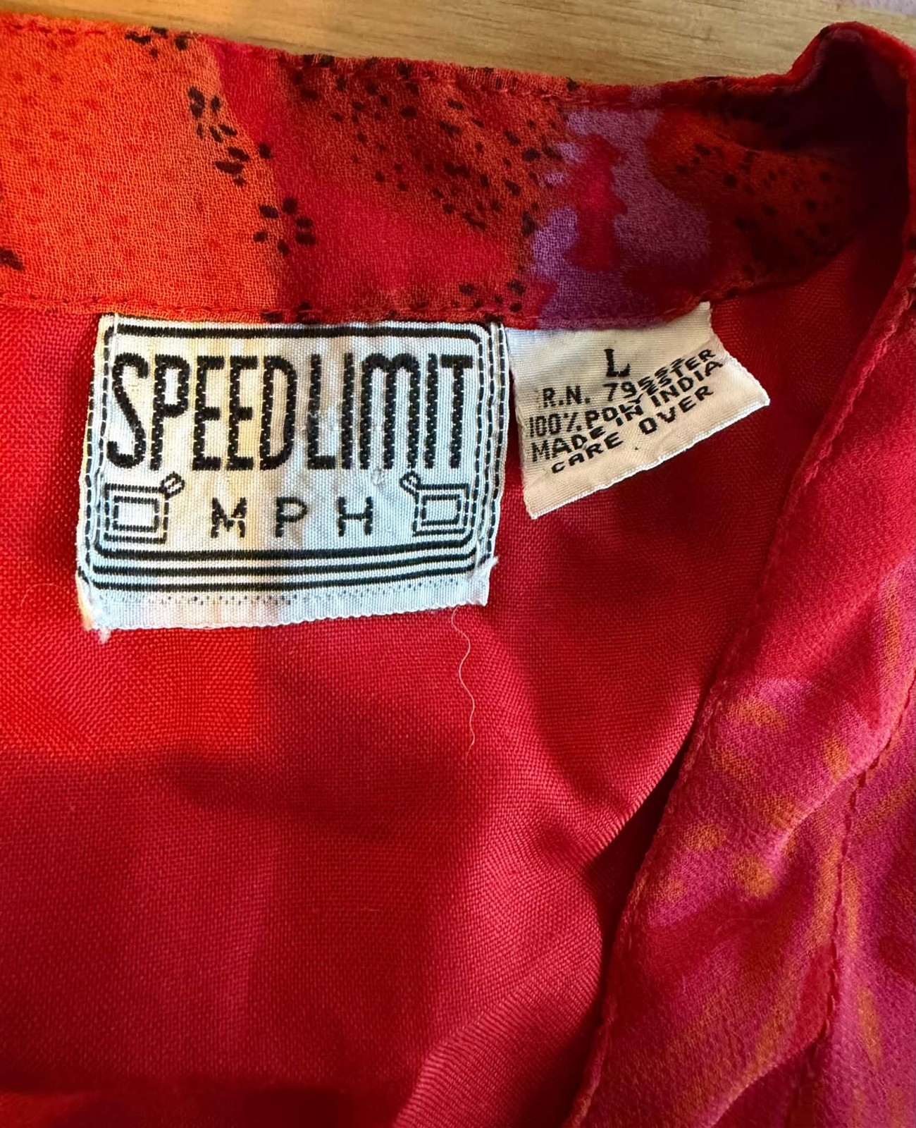 Vtg Speed Limit MPH Button Up Shirt Floral Red & Yellow Size Large 80s/90s