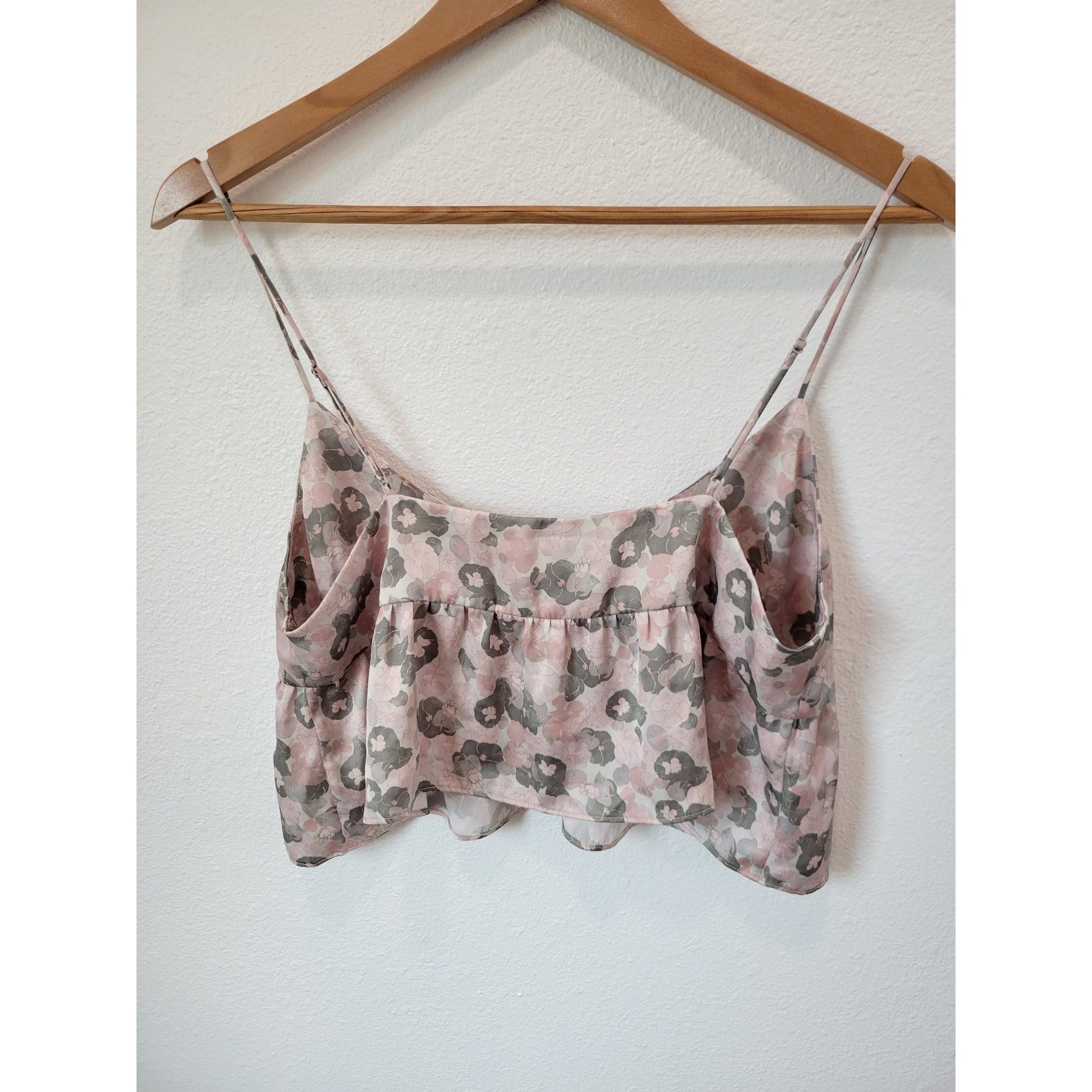 Wilfred Aritzia Floral Babydoll Cami Tank Top Pink Gray Size Medium