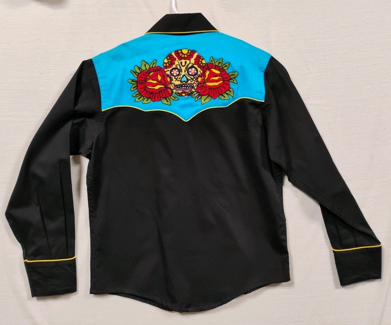 Rockmount Ranch Wear Western Shirt L Skull Embroidered Pearl Snap